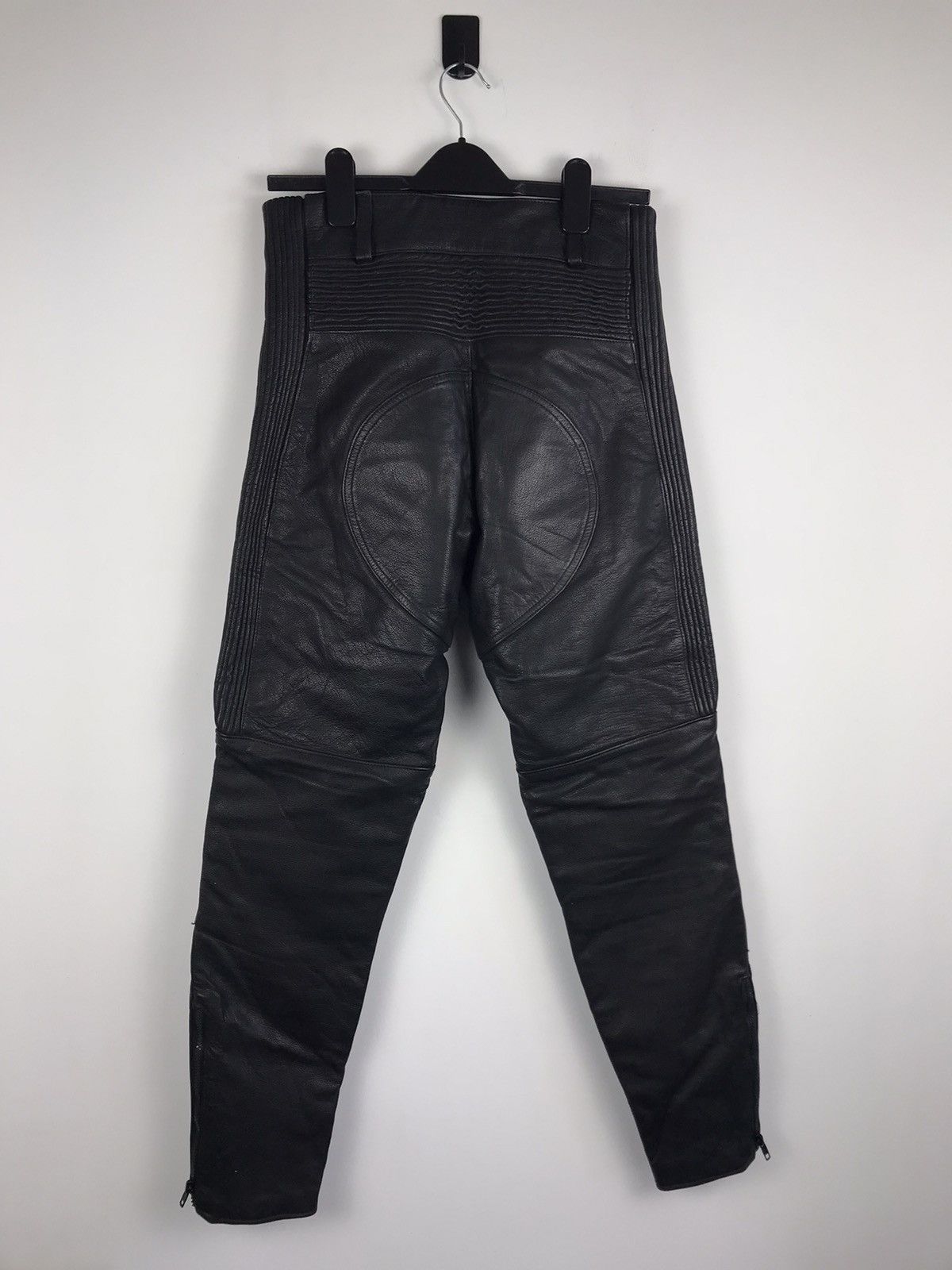 Genuine Leather Vintage Racing Biker Y2K Rave Leather Heavy Pants Size US 30 / EU 46 - 2 Thumbnail