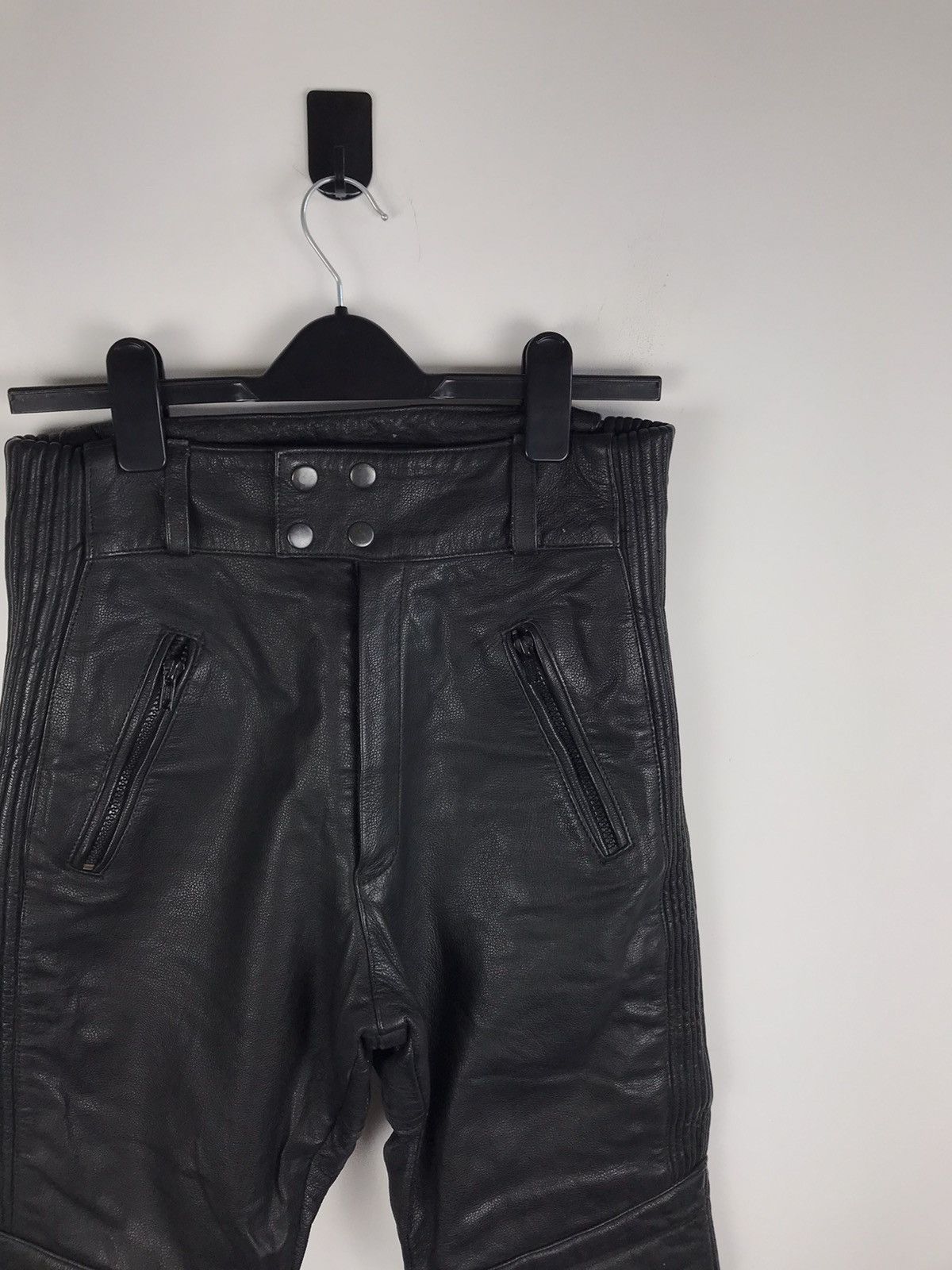 Genuine Leather Vintage Racing Biker Y2K Rave Leather Heavy Pants Size US 30 / EU 46 - 3 Thumbnail