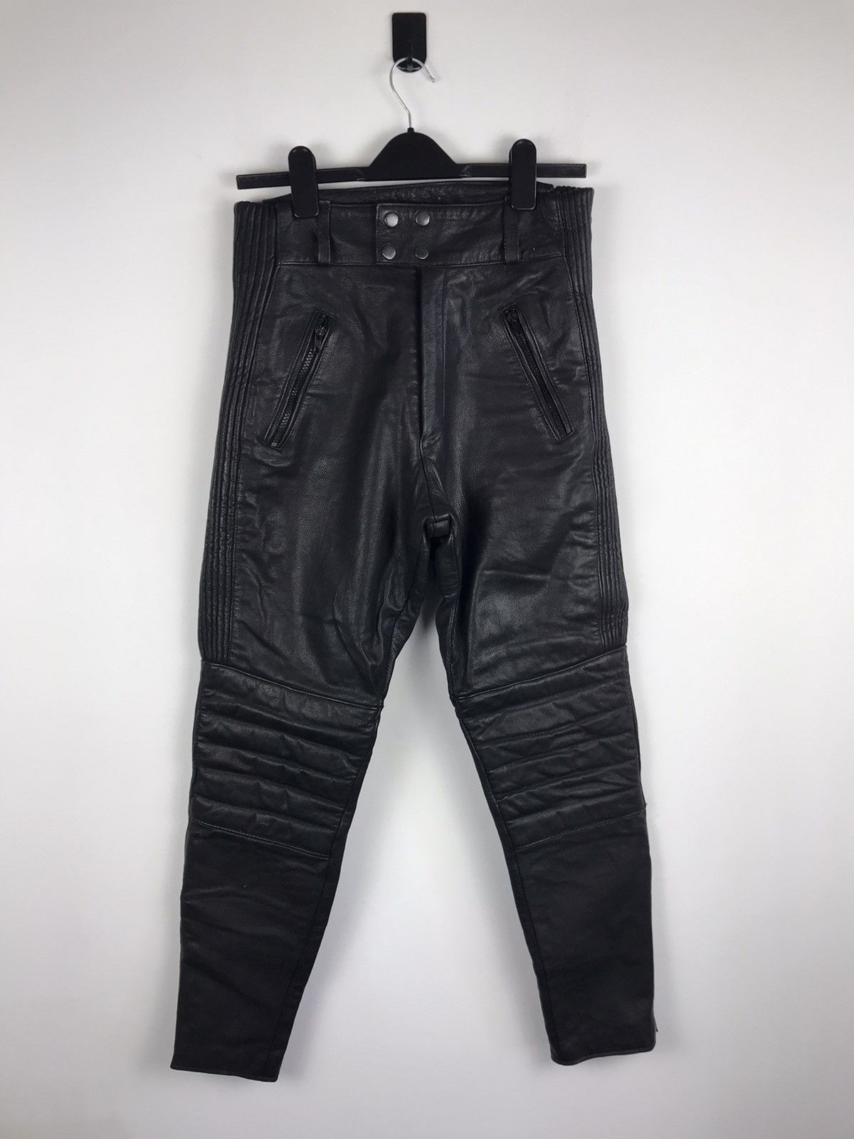 Genuine Leather Vintage Racing Biker Y2K Rave Leather Heavy Pants Size US 30 / EU 46 - 1 Thumbnail