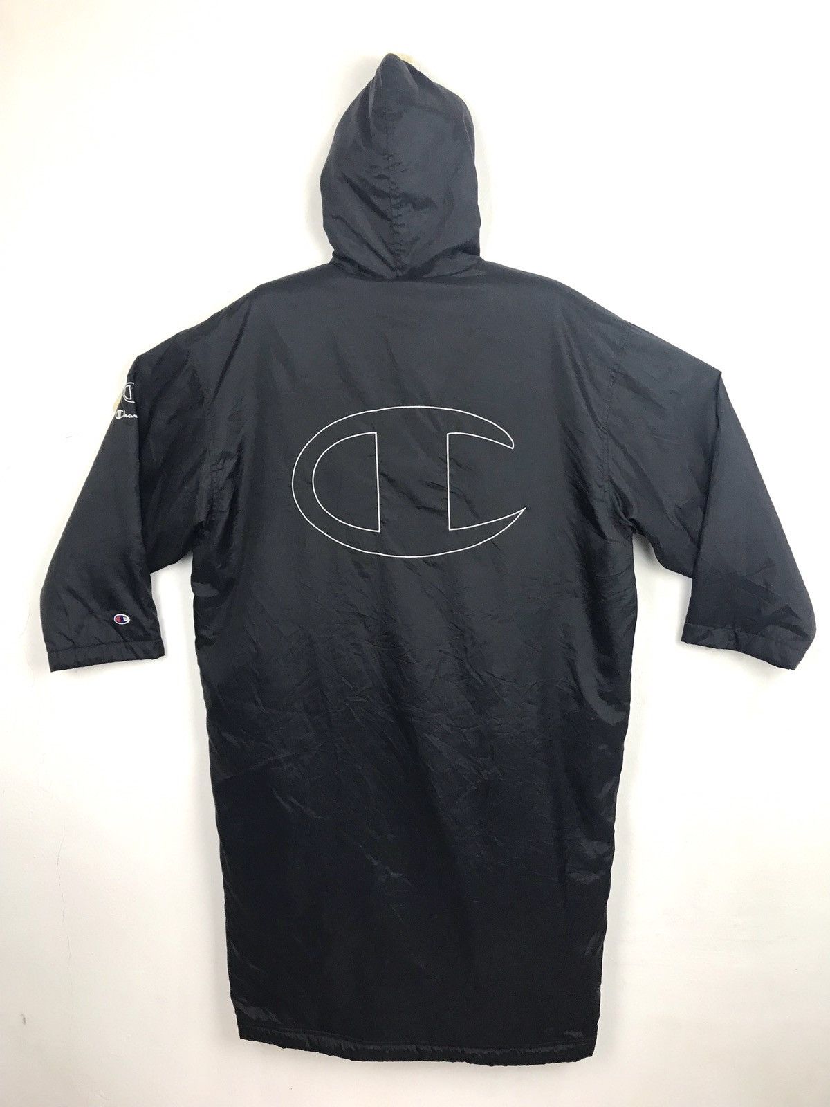 image of Champion Coach Sherpa Parka Jacket Winterwear Big Logo in Blue, Men's (Size Large)