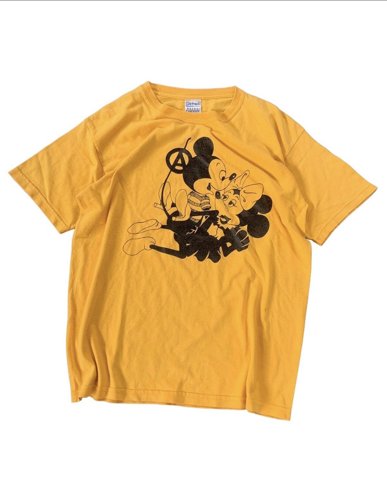image of Disney x Seditionaries Vintage Sex Mickey Minnie Anarchy Seditionaries T-Shirt in Yellow (Size Medi