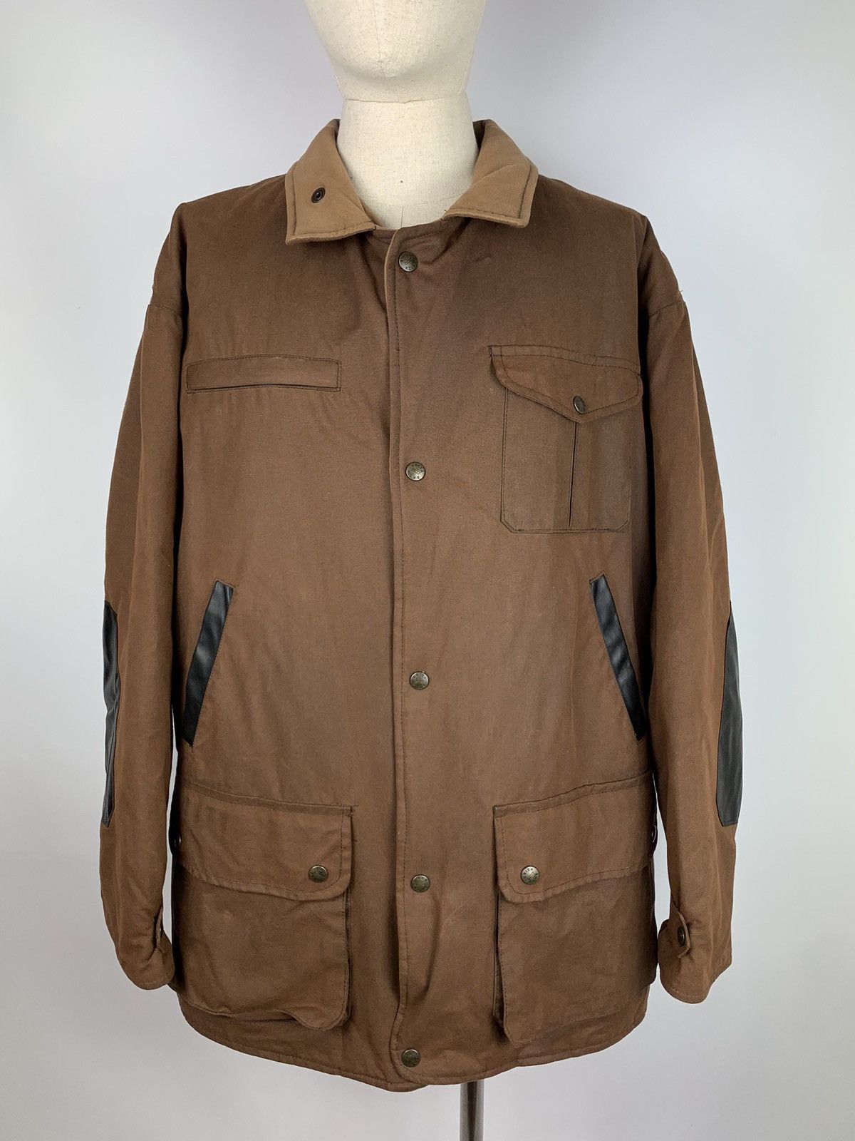 image of Barbour Driza-Bone Men’S Waxed Cotton Bomber Jacket Elbow Patches in Brown, Men's (Size Large)