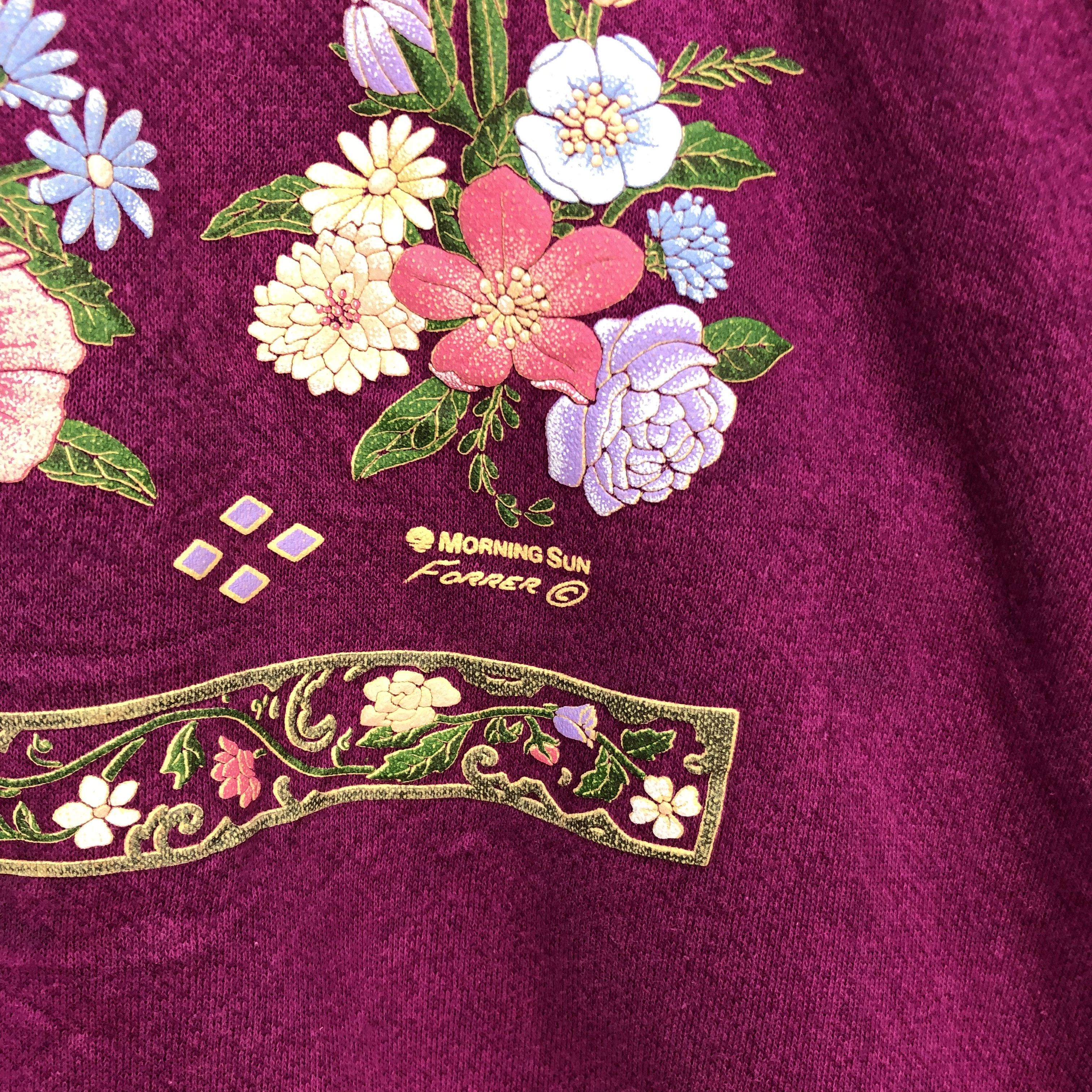 Vintage Vintage Morning Sun Floral Collar Pink Sweatshirts #5833-209 Size L / US 10 / IT 46 - 4 Thumbnail