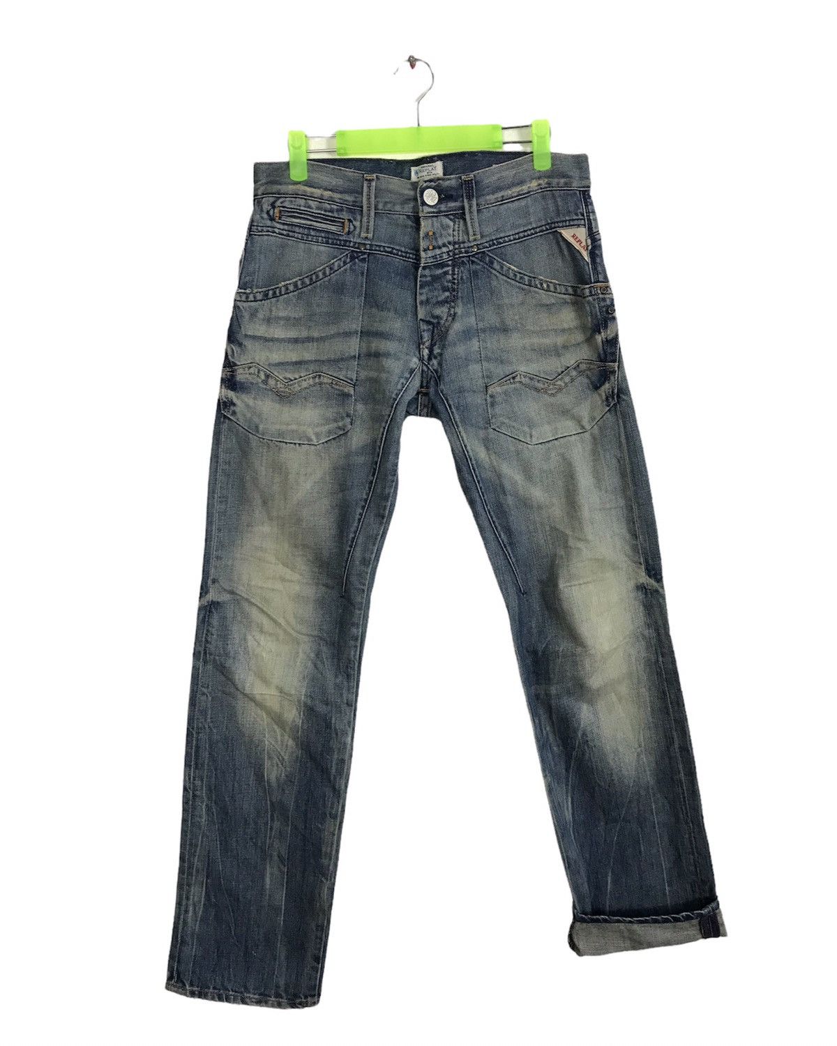 Replay Replay R81 Asolo Italy Distressed Denim Jeans Buttonfly Size US 31 - 2 Thumbnail