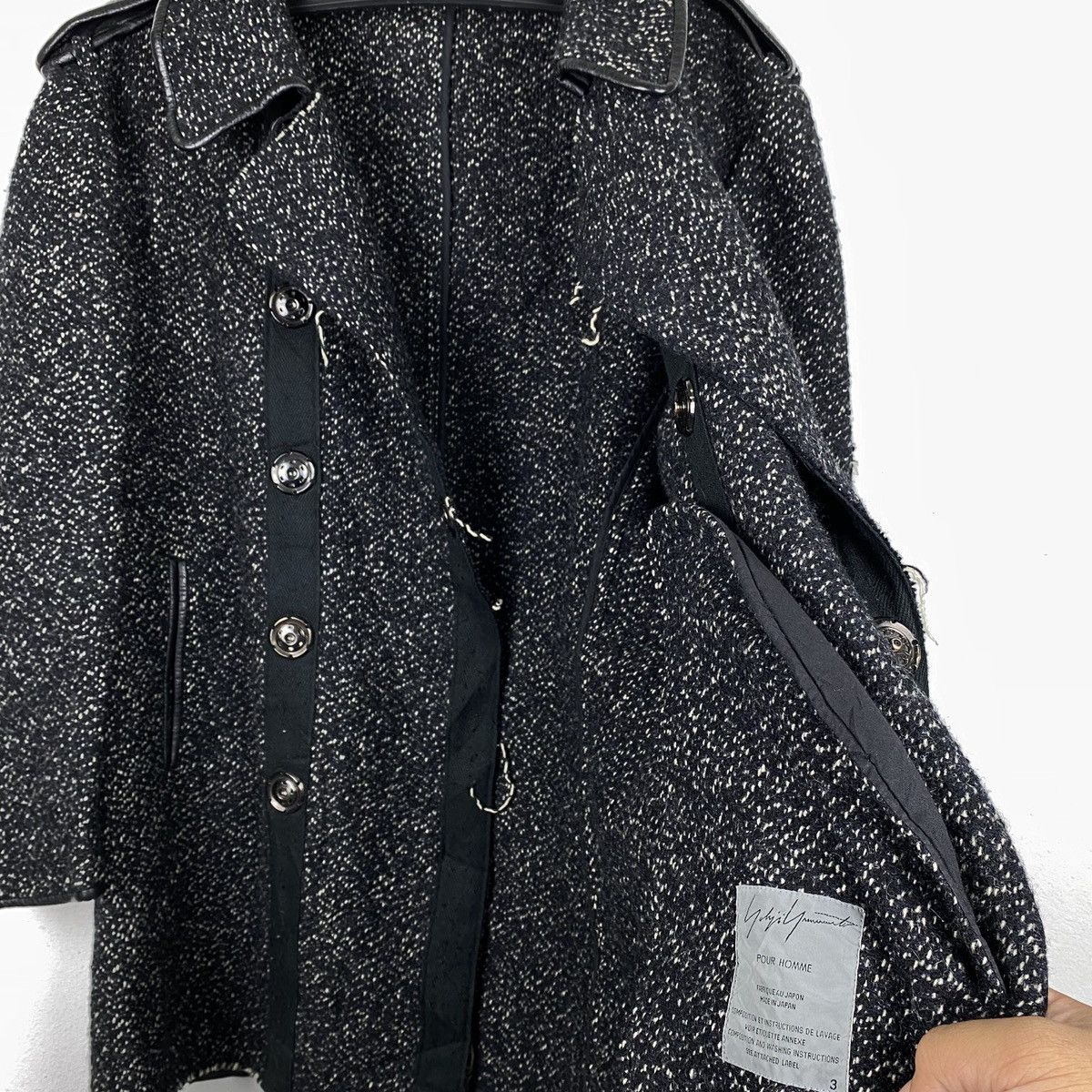 Yohji Yamamoto 🔥VINTAGE AW2004 YYPH WOOL JACKET LEATHER POCKET Size US L / EU 52-54 / 3 - 8 Thumbnail