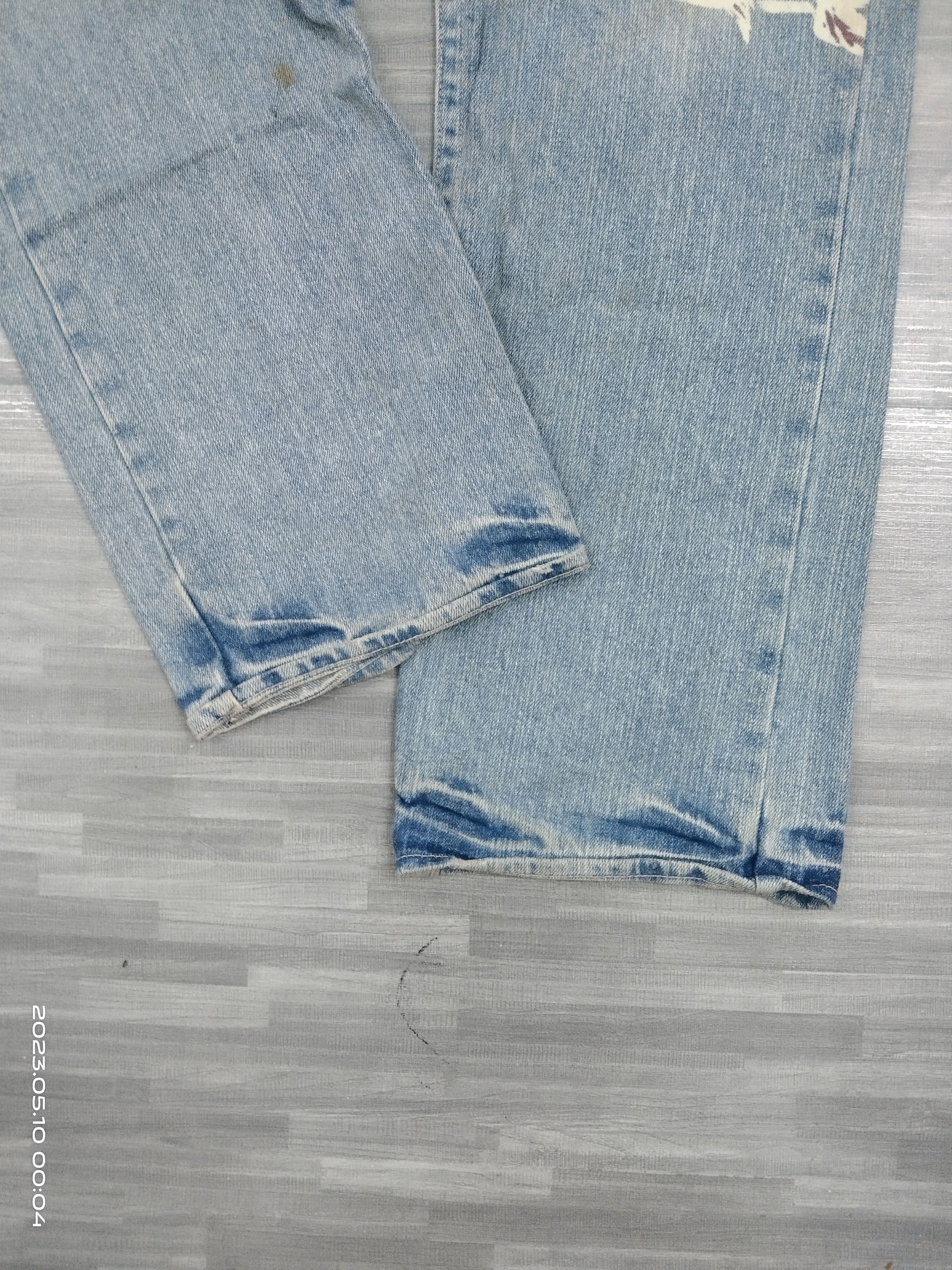 Art Comes First SiCK RIPED HANDMADE ART KOI FISH BUDEN DENIM PANTS Size US 35 - 9 Thumbnail