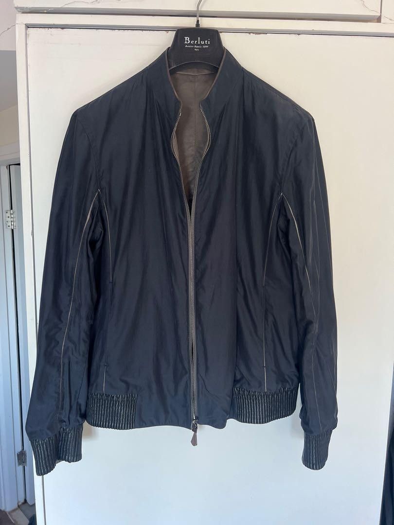 image of Berluti Reversible Leather Jacket in Grey, Men's (Size Large)