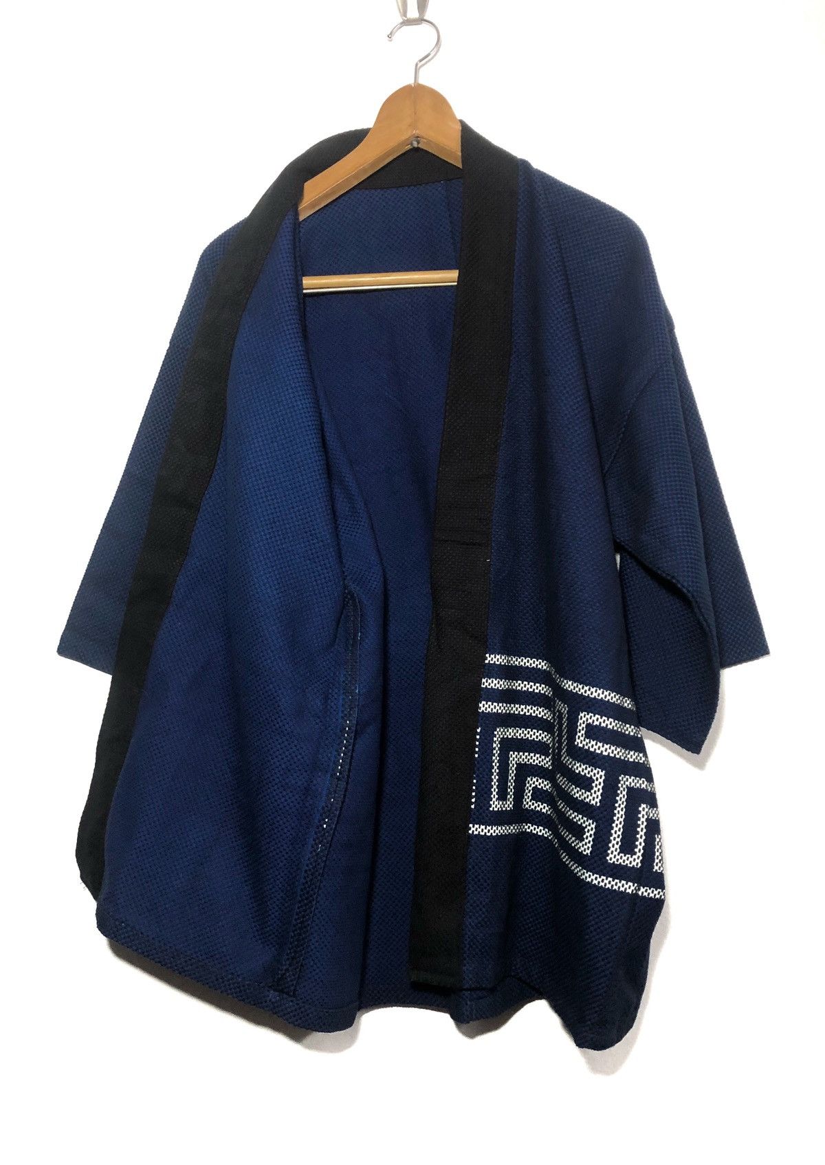 Japanese Brand Vintage Sashiko Indigo Blue Dyed Hanten Kimono Tail Jacket Size US M / EU 48-50 / 2 - 4 Thumbnail