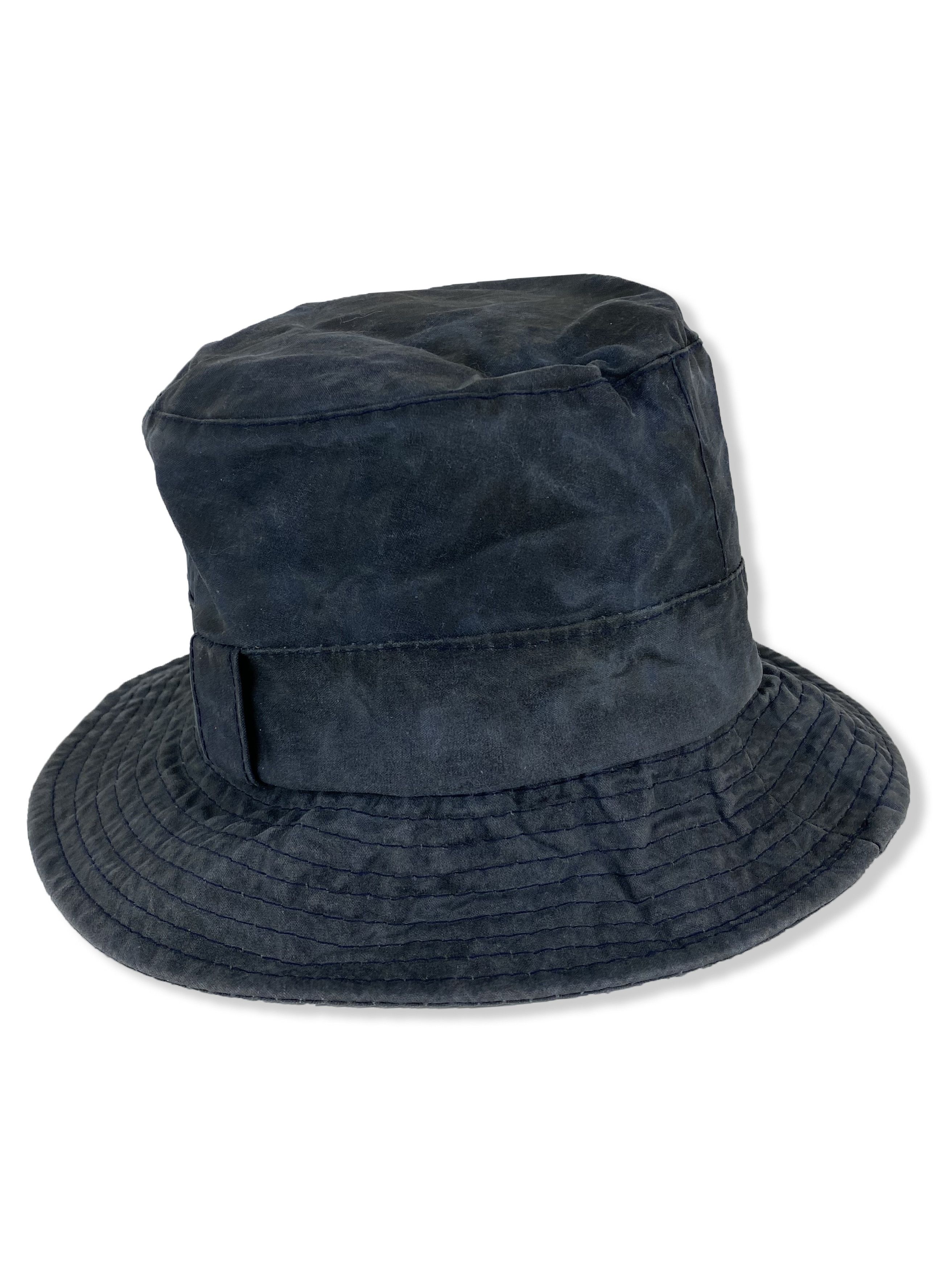 Barbour Vintage BARBOUR WAX Navy Faded Bucket hat M389 Size ONE SIZE - 4 Thumbnail