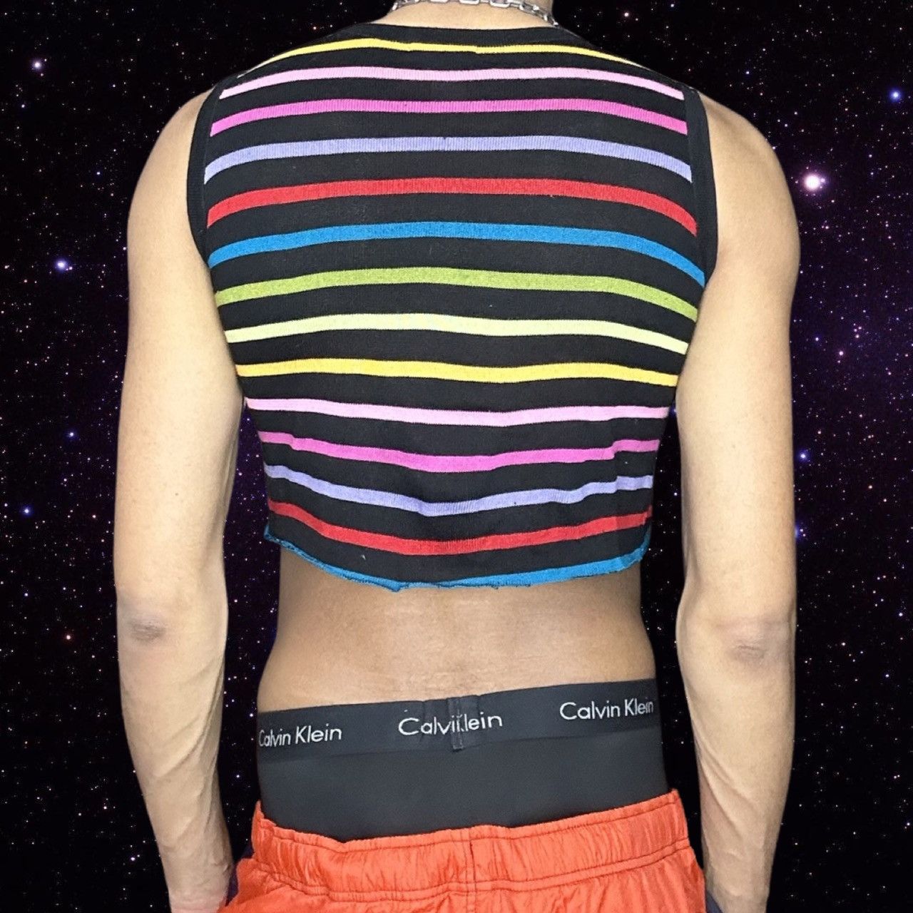 Vintage ASTROBOI* BLACK CROPPED RAINBOW TANK Size M / US 6-8 / IT 42-44 - 4 Thumbnail