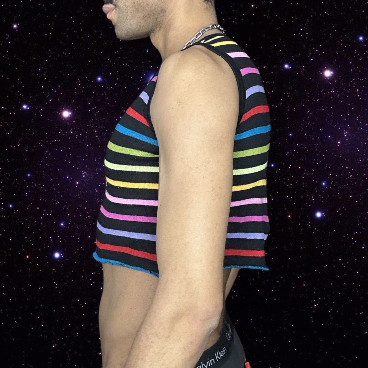 Vintage ASTROBOI* BLACK CROPPED RAINBOW TANK Size M / US 6-8 / IT 42-44 - 3 Thumbnail