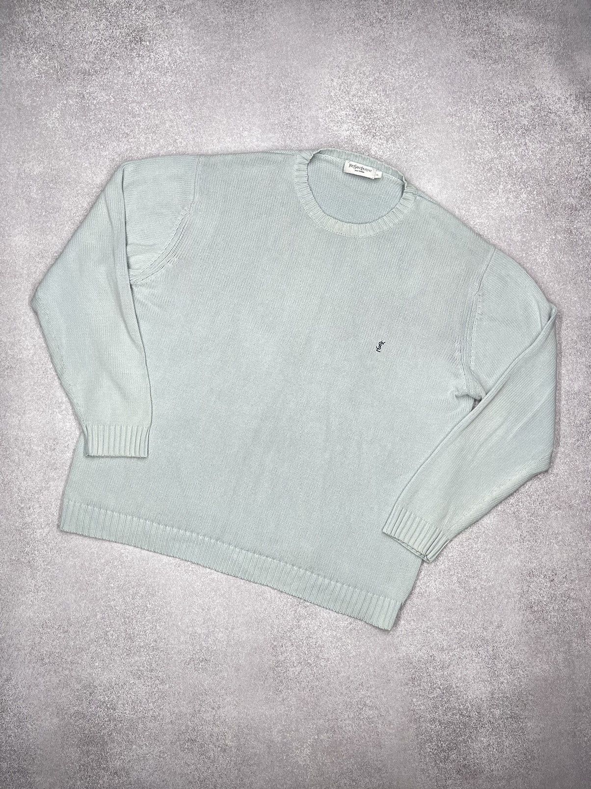 image of Vintage YVES Saint Laurent Sweater Luxury Y2K YSL in Blue, Men's (Size XL)
