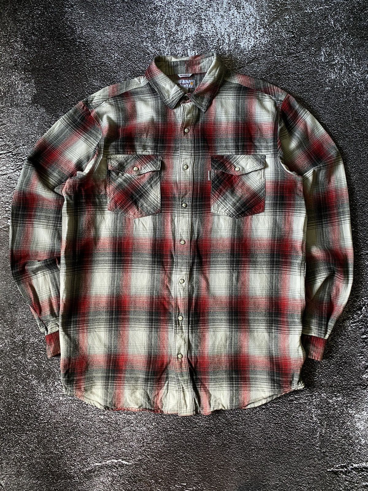 Carhartt Y2K Carhartt Red Plaid Work Shirt black white button down Size US L / EU 52-54 / 3 - 1 Thumbnail