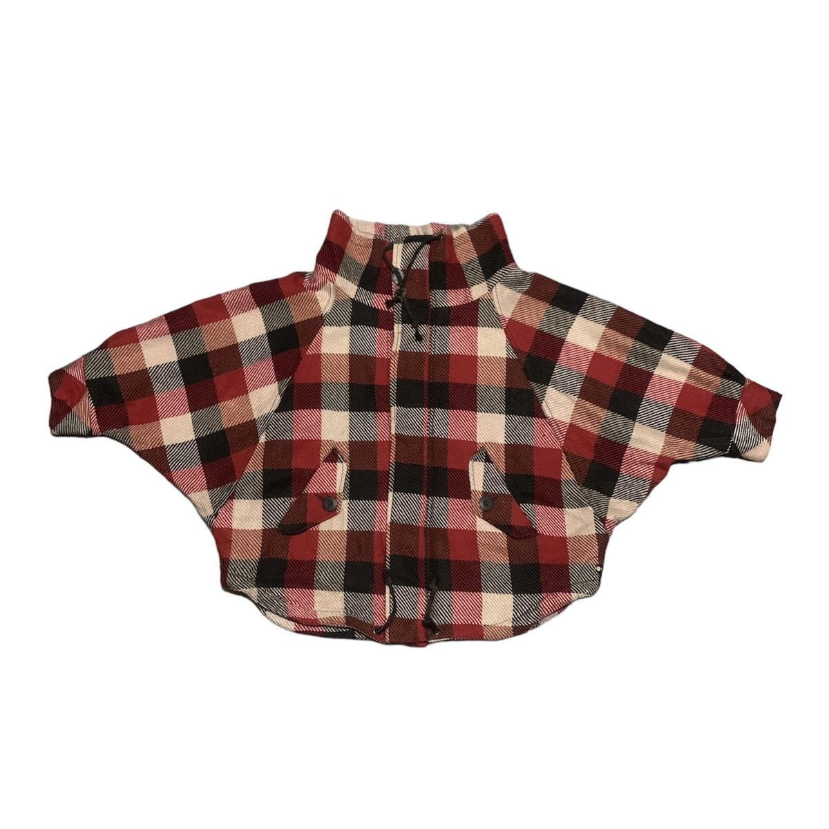 If Six Was Nine Vintage Japanese Pure Casual Tetsu Plaid Wool Jacket Poncho Size US M / EU 48-50 / 2 - 1 Thumbnail