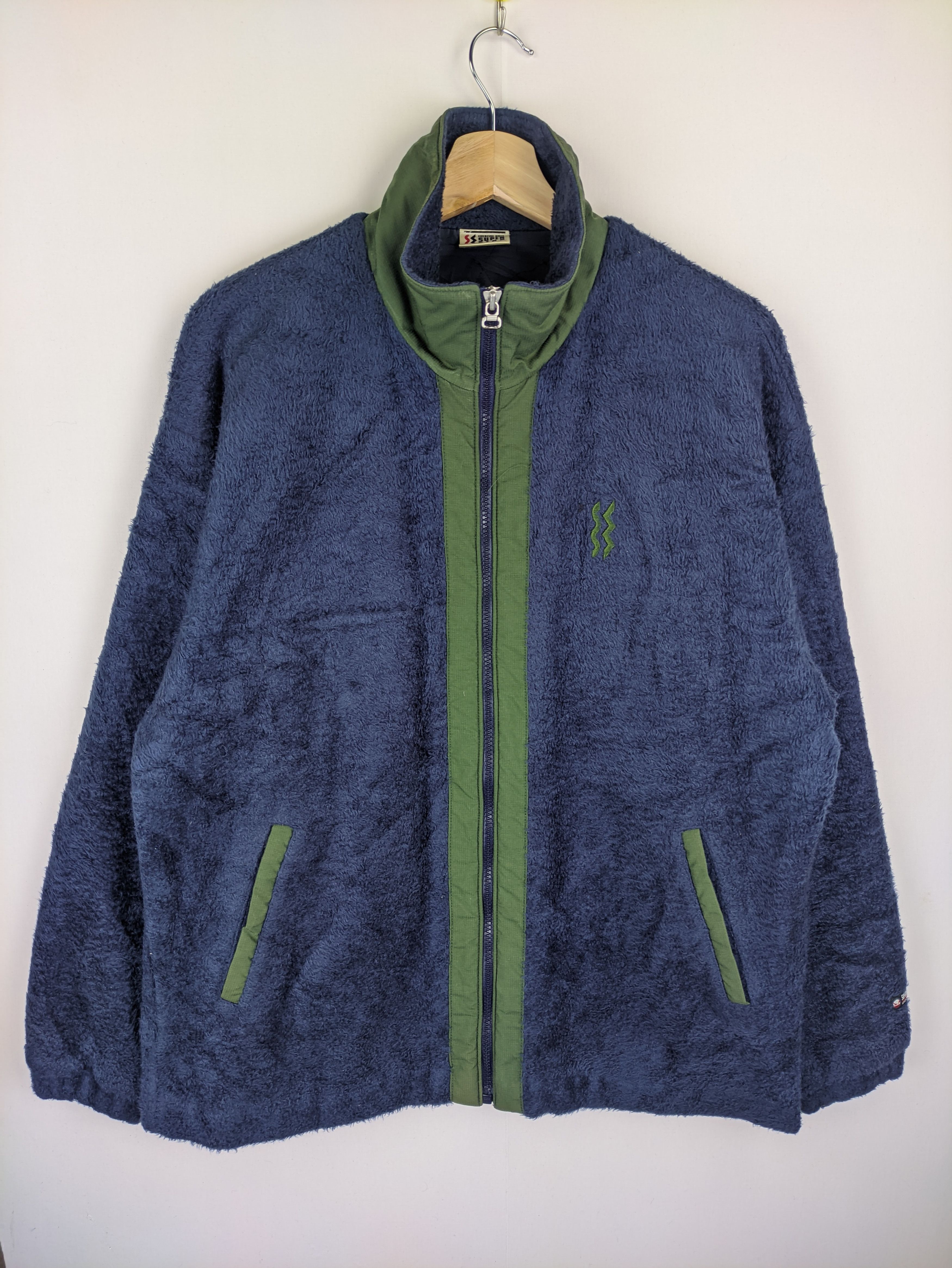 image of Stealsfleece Jacket Zip Up By Mizuno Superstar in Blue Green, Men's (Size Medium)