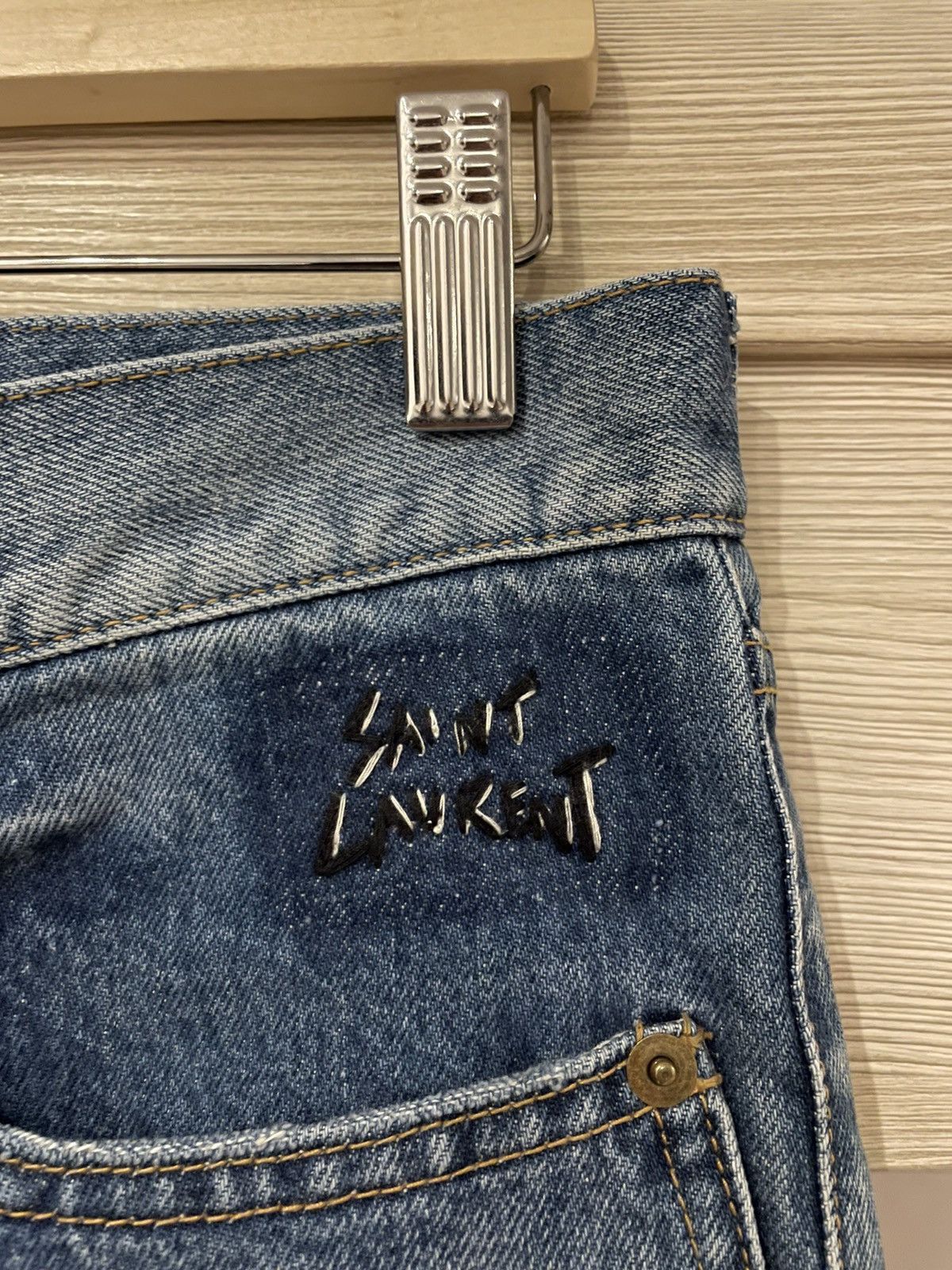 Saint Laurent Paris Saint Laurent Paris D14 Embroidered Logo Vintage Blue Jeans Size US 32 / EU 48 - 5 Thumbnail