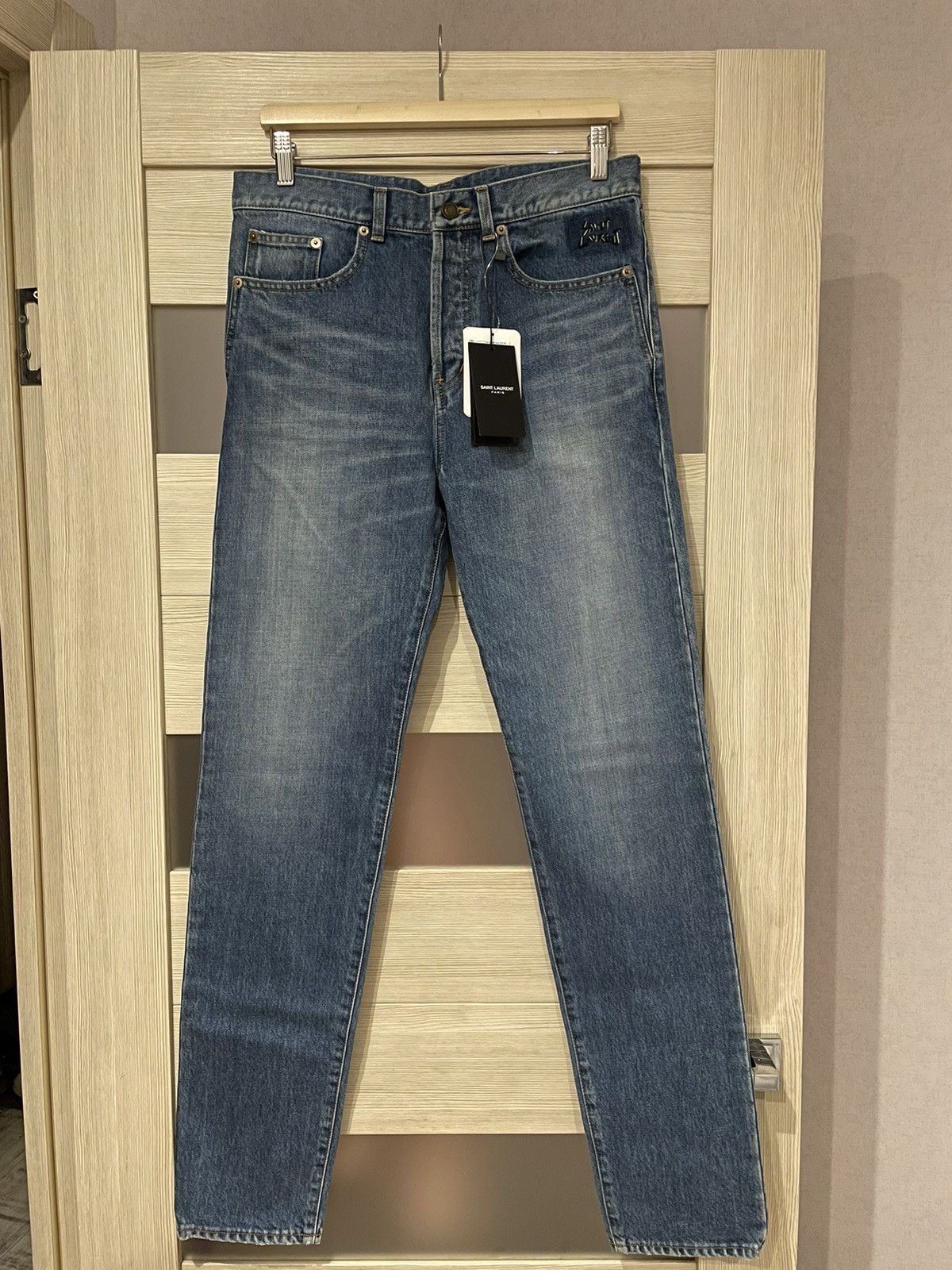 Saint Laurent Paris Saint Laurent Paris D14 Embroidered Logo Vintage Blue Jeans Size US 32 / EU 48 - 1 Thumbnail
