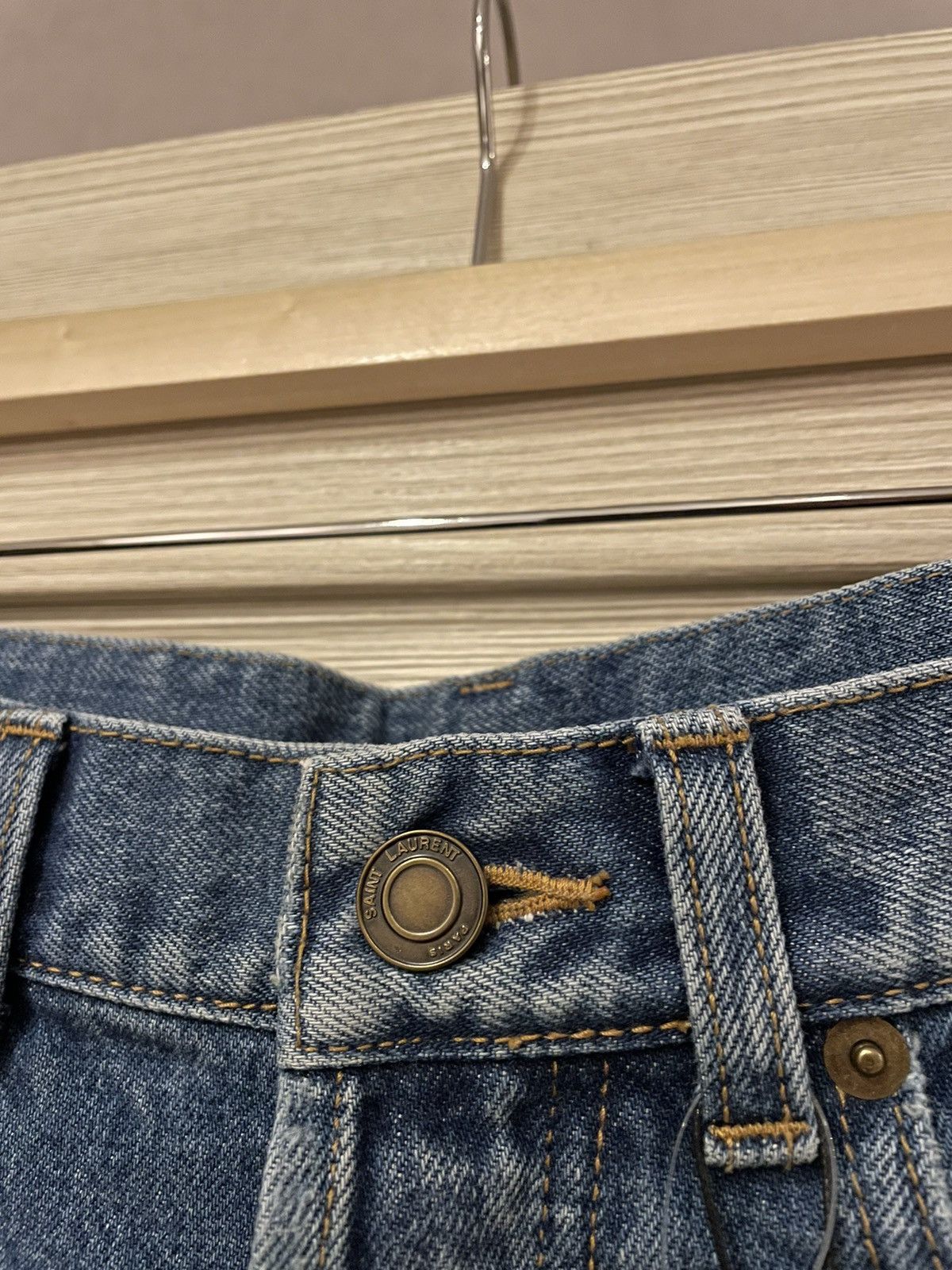 Saint Laurent Paris Saint Laurent Paris D14 Embroidered Logo Vintage Blue Jeans Size US 32 / EU 48 - 6 Thumbnail