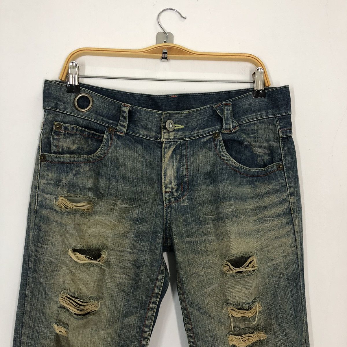 If Six Was Nine × Japanese Brand Flare jeans☠️Agate rippe Distressed Bootcut denim pant Size US 32 / EU 48 - 2 Thumbnail