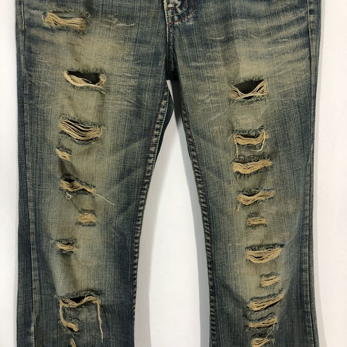 If Six Was Nine × Japanese Brand Flare jeans☠️Agate rippe Distressed Bootcut denim pant Size US 32 / EU 48 - 3 Thumbnail