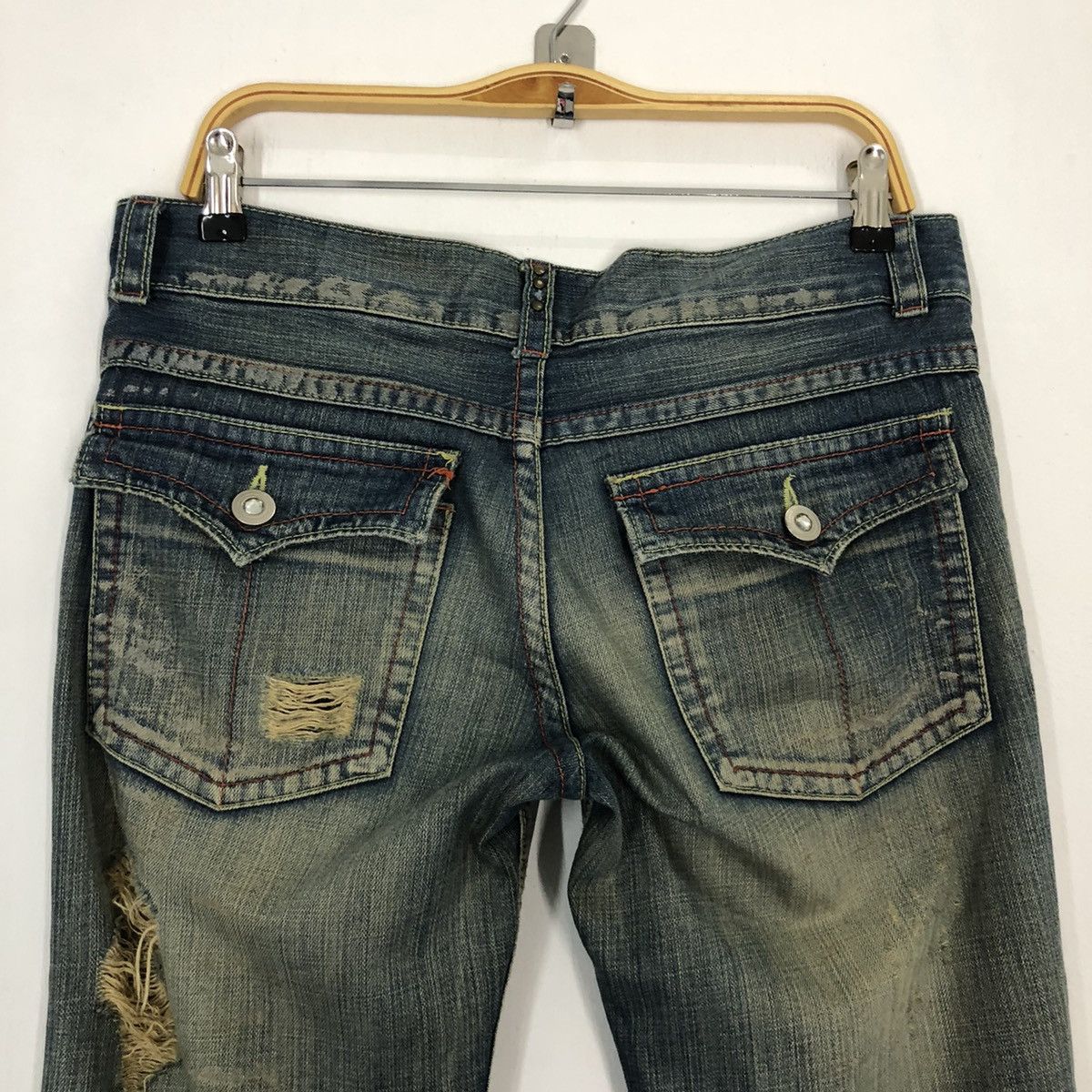 If Six Was Nine × Japanese Brand Flare jeans☠️Agate rippe Distressed Bootcut denim pant Size US 32 / EU 48 - 6 Thumbnail