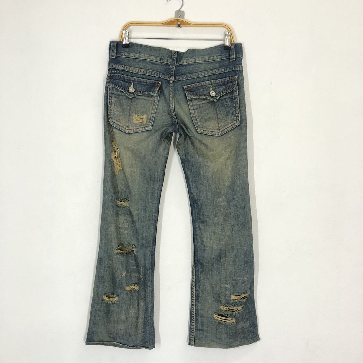 If Six Was Nine × Japanese Brand Flare jeans☠️Agate rippe Distressed Bootcut denim pant Size US 32 / EU 48 - 5 Thumbnail