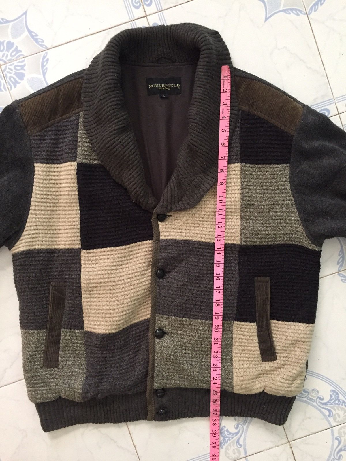 Japanese Brand Patch Style Mix Knitwear Fleece Jacket Design Size US L / EU 52-54 / 3 - 14 Thumbnail