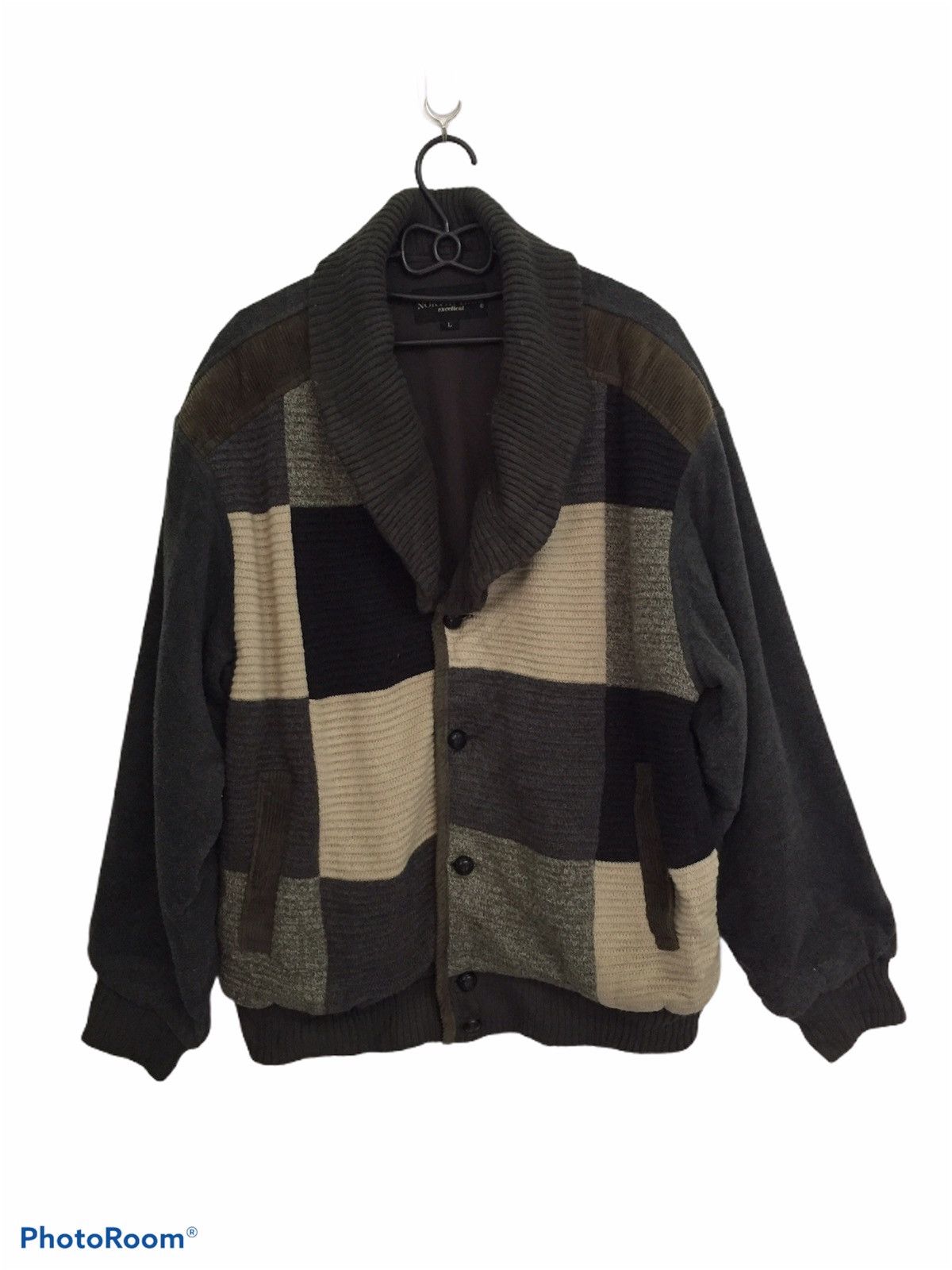 image of Free Style Patch Style Mix Knitwear Fleece Jacket Design, Men's (Size Large)