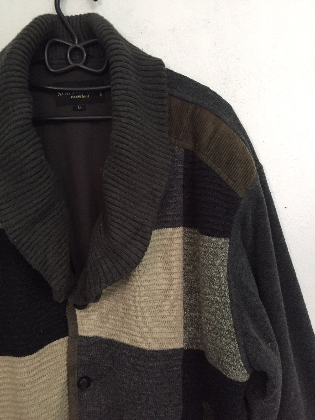 Japanese Brand Patch Style Mix Knitwear Fleece Jacket Design Size US L / EU 52-54 / 3 - 4 Thumbnail