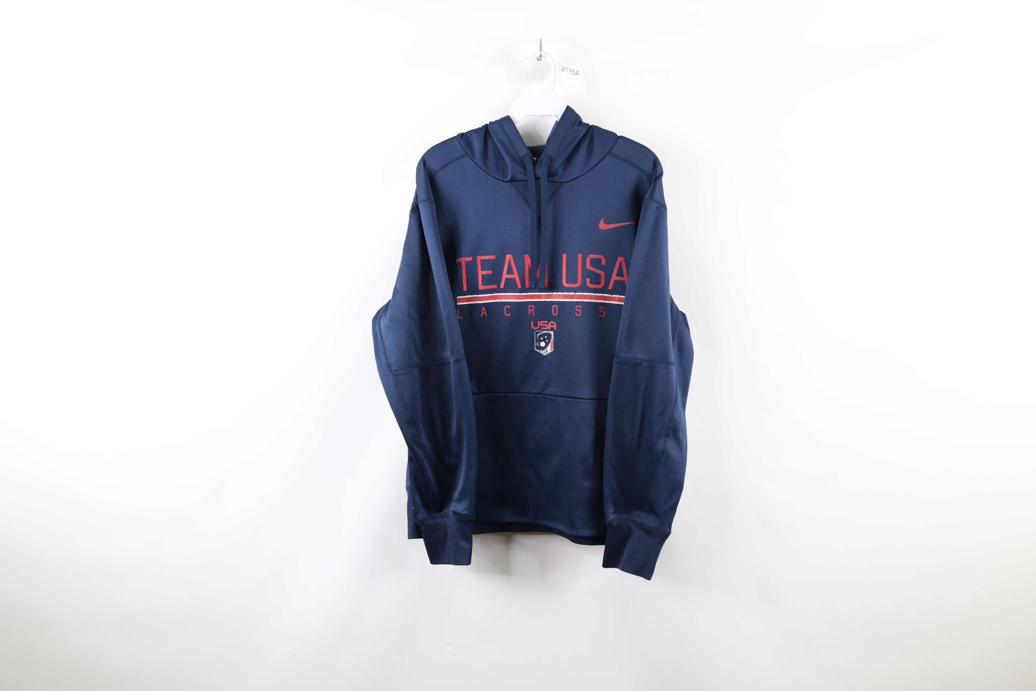 Vintage Nike Team USA Lacrosse Spell Out Hoodie Sweatshirt Blue Size US M / EU 48-50 / 2 - 1 Thumbnail
