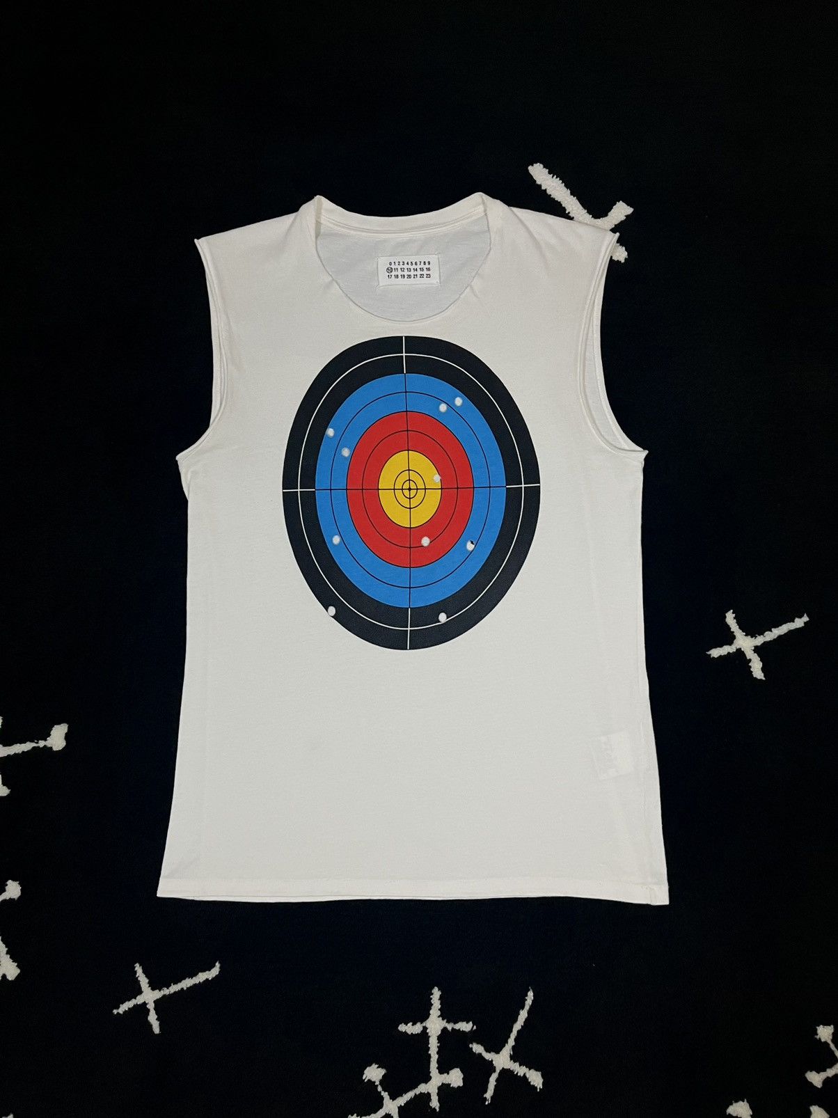 image of Maison Margiela Ss08 Target Practice Tank Top in White, Men's (Size Medium)
