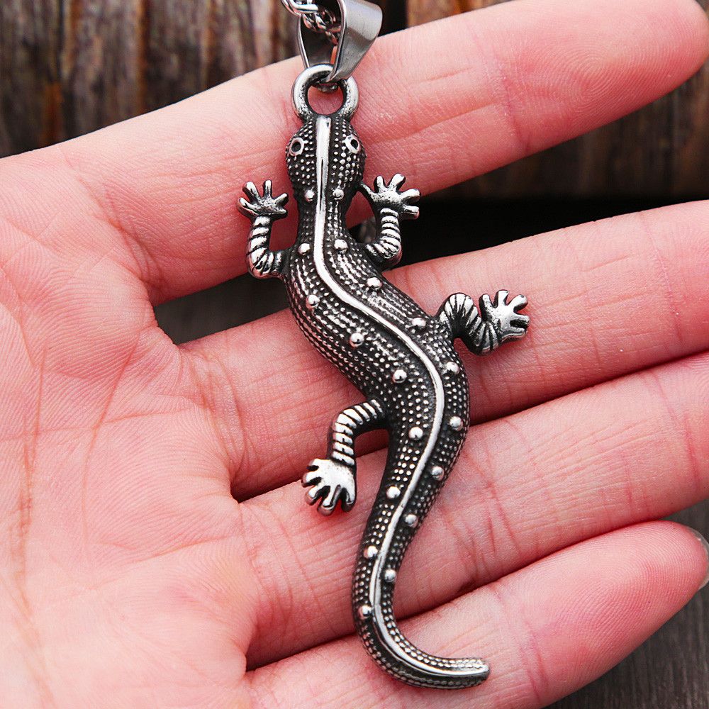 Jewelry Gothic Gecko Chameleon Pendant Necklace Size ONE SIZE - 1 Thumbnail