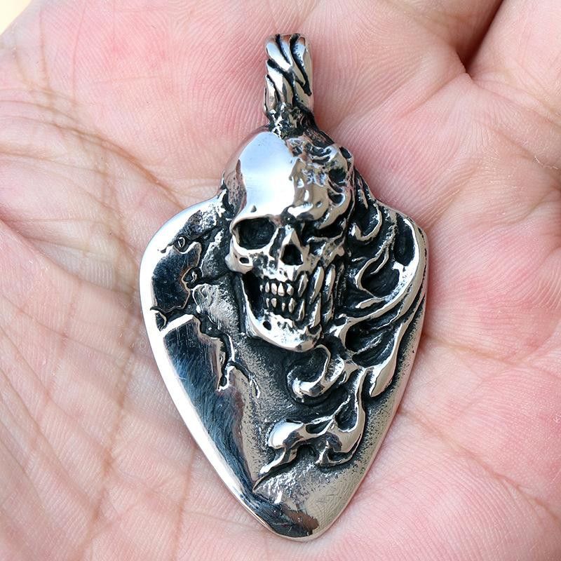 Jewelry Heart Long Hair Skull Pendant Necklace Size ONE SIZE - 2 Thumbnail