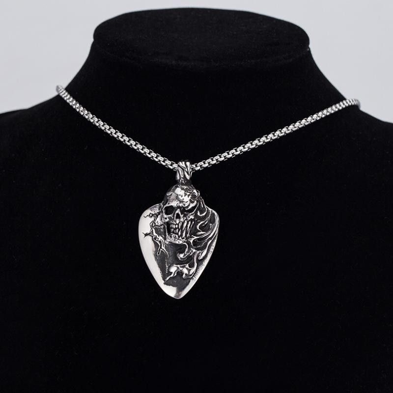 Jewelry Heart Long Hair Skull Pendant Necklace Size ONE SIZE - 3 Thumbnail
