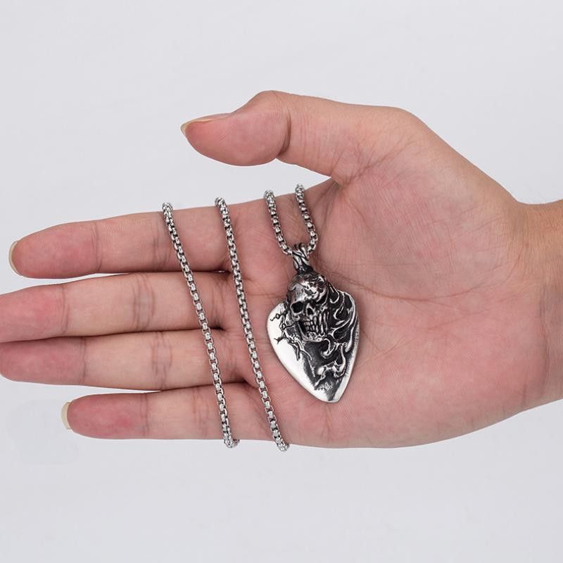 Jewelry Heart Long Hair Skull Pendant Necklace Size ONE SIZE - 1 Thumbnail