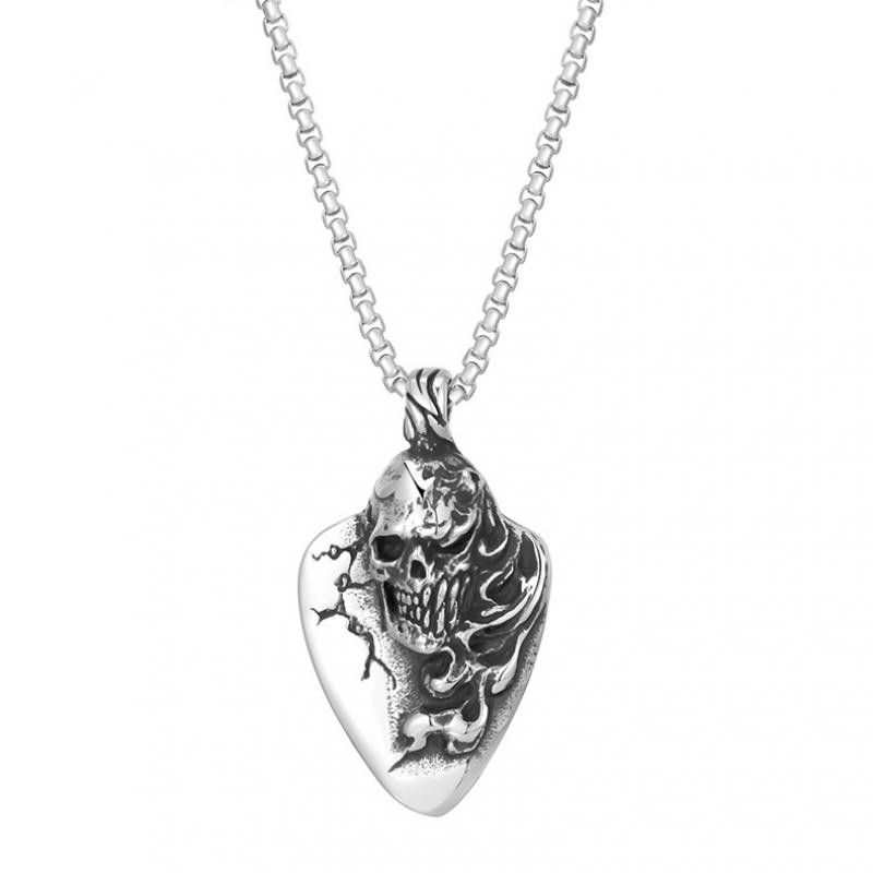 Jewelry Heart Long Hair Skull Pendant Necklace Size ONE SIZE - 4 Thumbnail