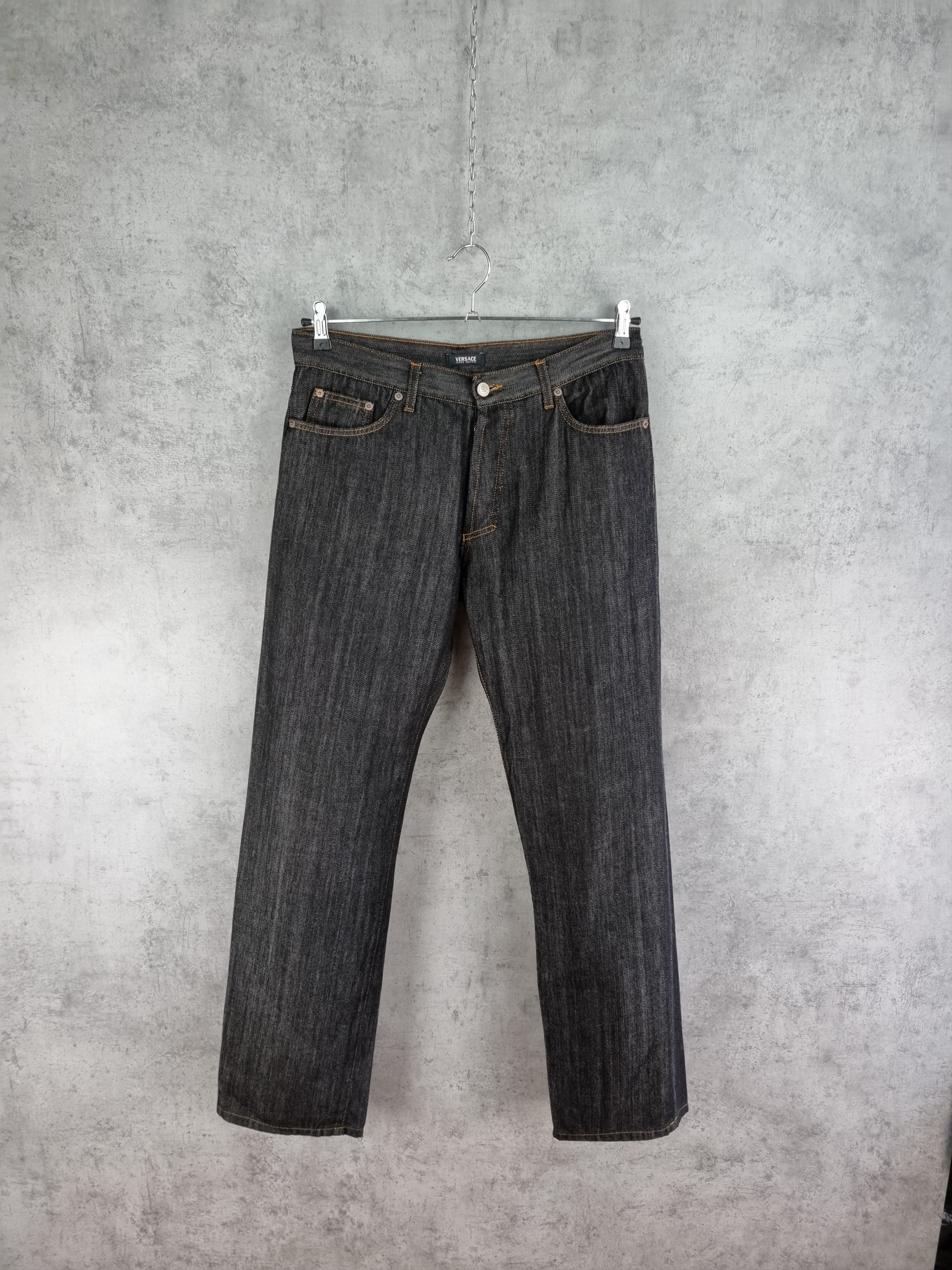Versace × Versace Jeans Couture Versace Gold Embroidery Swarovski Emblem Denim Jeans Size US 32 / EU 48 - 3 Thumbnail