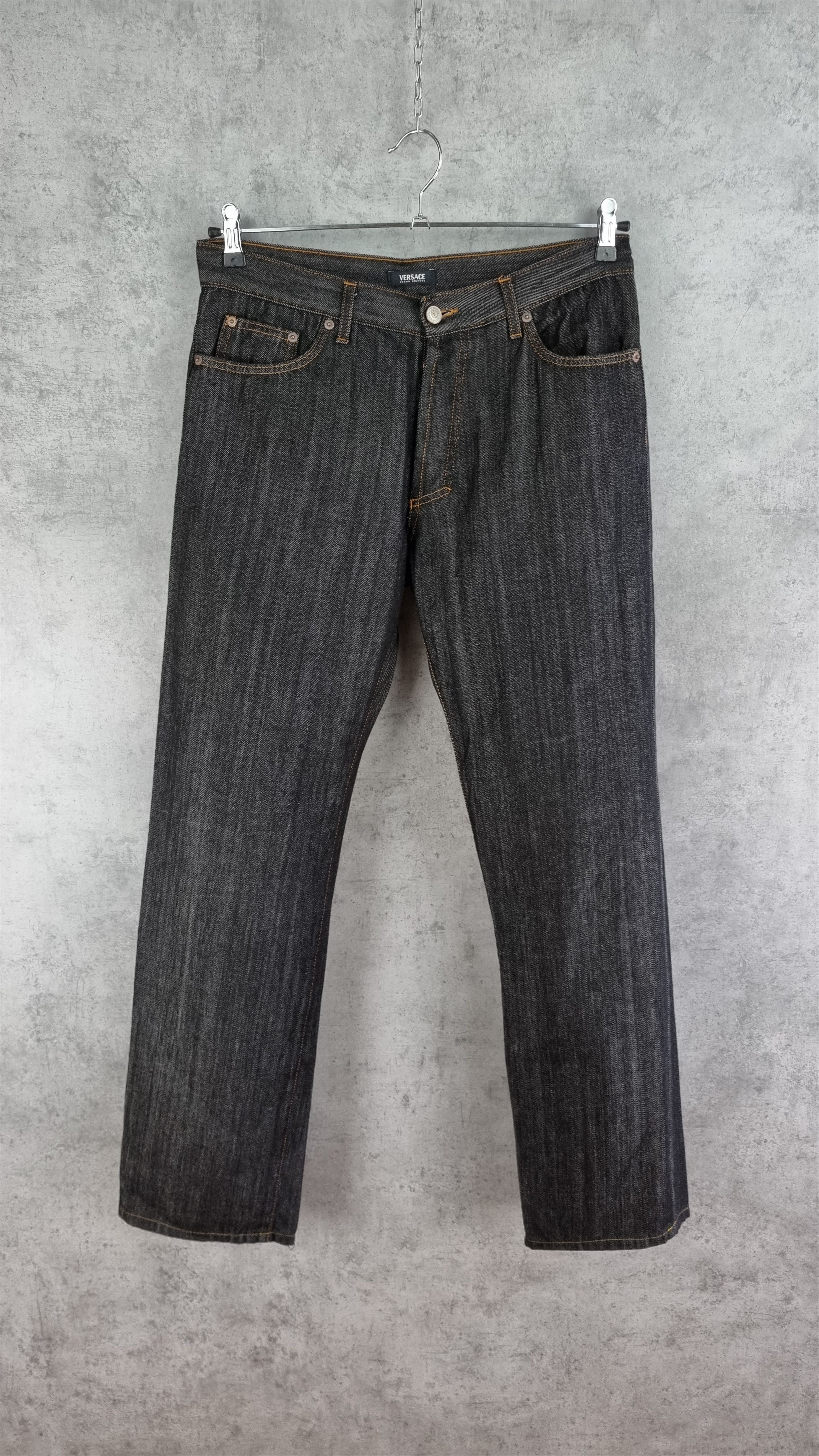 Versace × Versace Jeans Couture Versace Gold Embroidery Swarovski Emblem Denim Jeans Size US 32 / EU 48 - 16 Thumbnail
