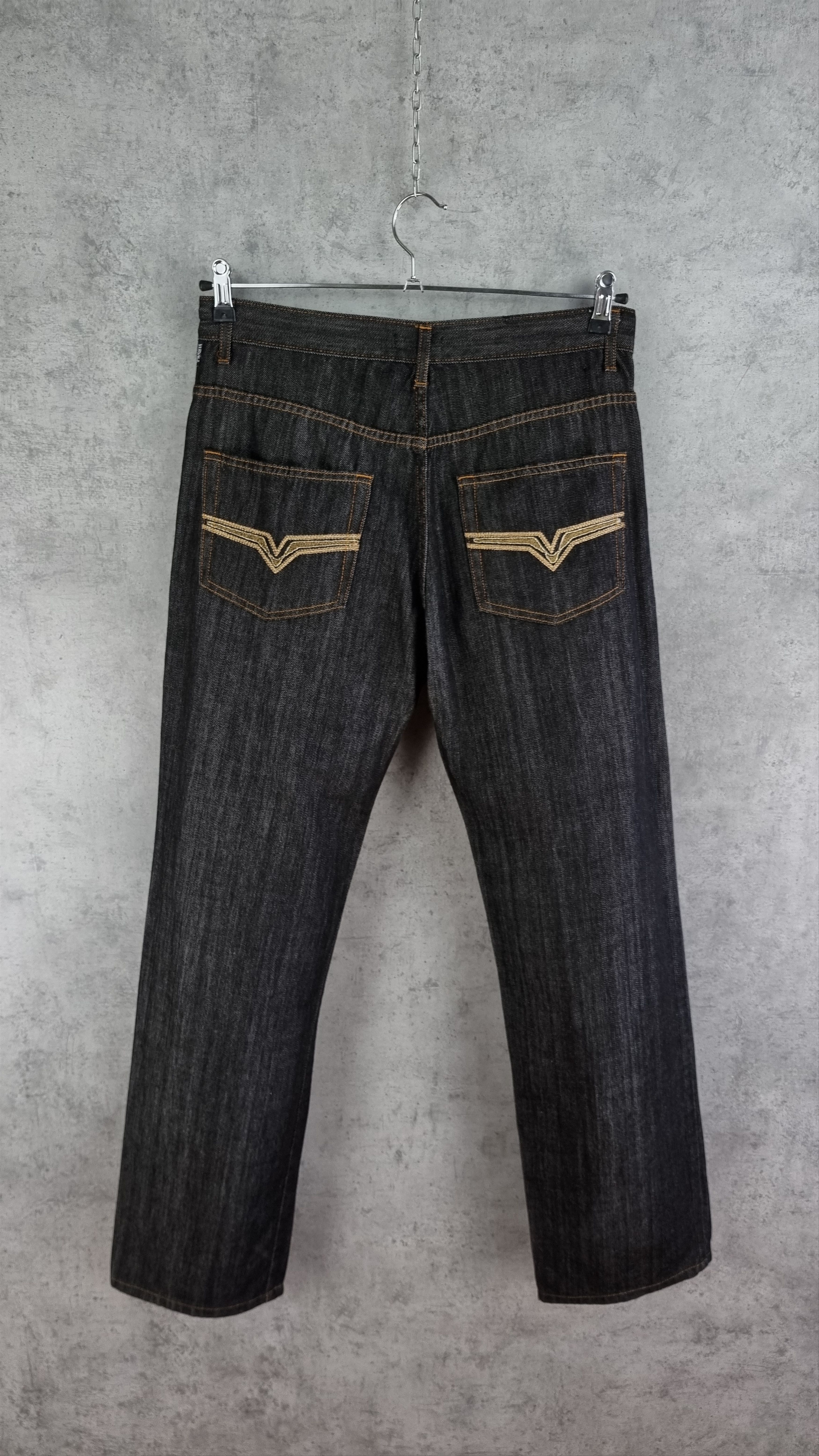 Versace × Versace Jeans Couture Versace Gold Embroidery Swarovski Emblem Denim Jeans Size US 32 / EU 48 - 5 Thumbnail