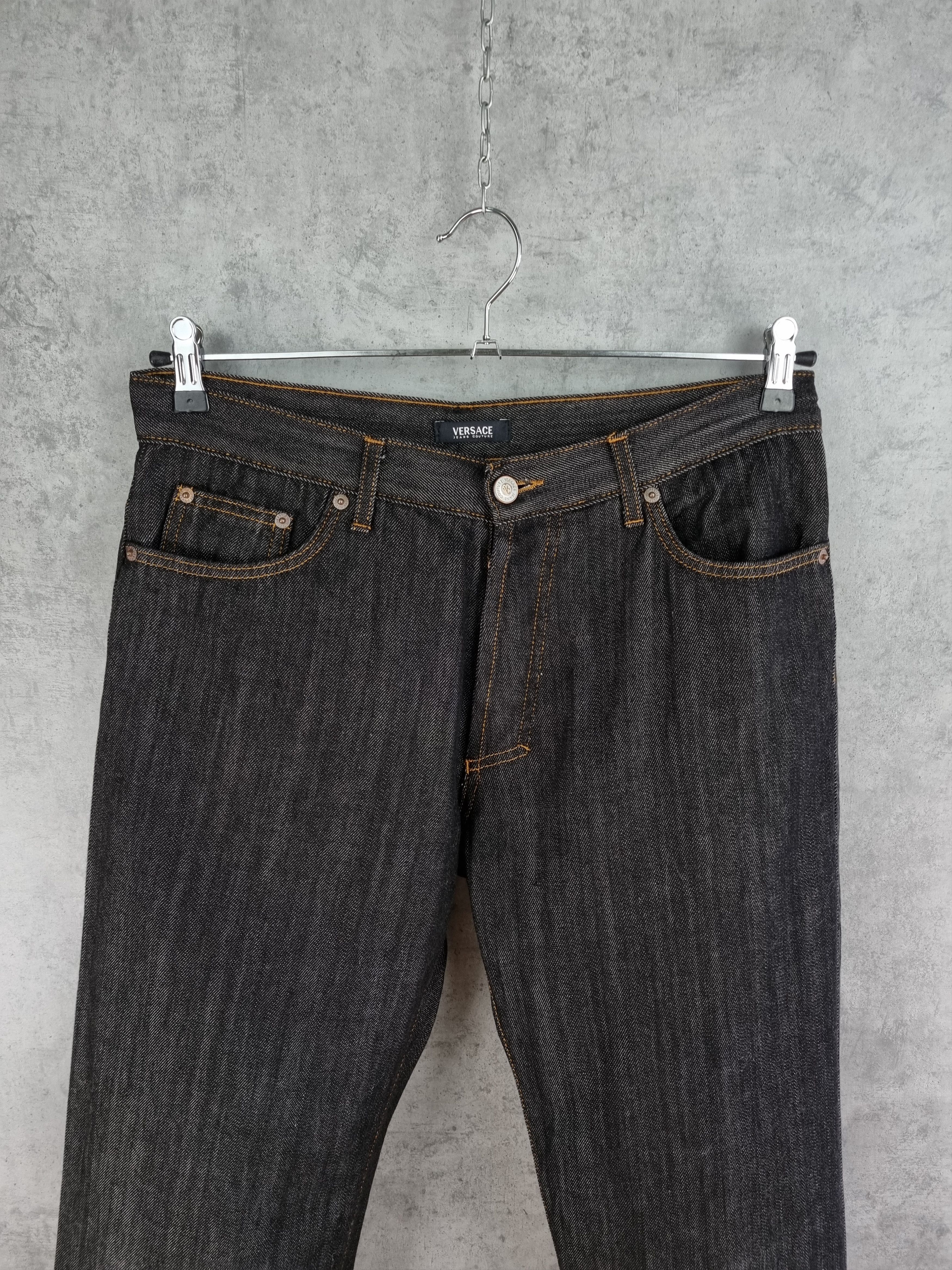 Versace × Versace Jeans Couture Versace Gold Embroidery Swarovski Emblem Denim Jeans Size US 32 / EU 48 - 4 Thumbnail