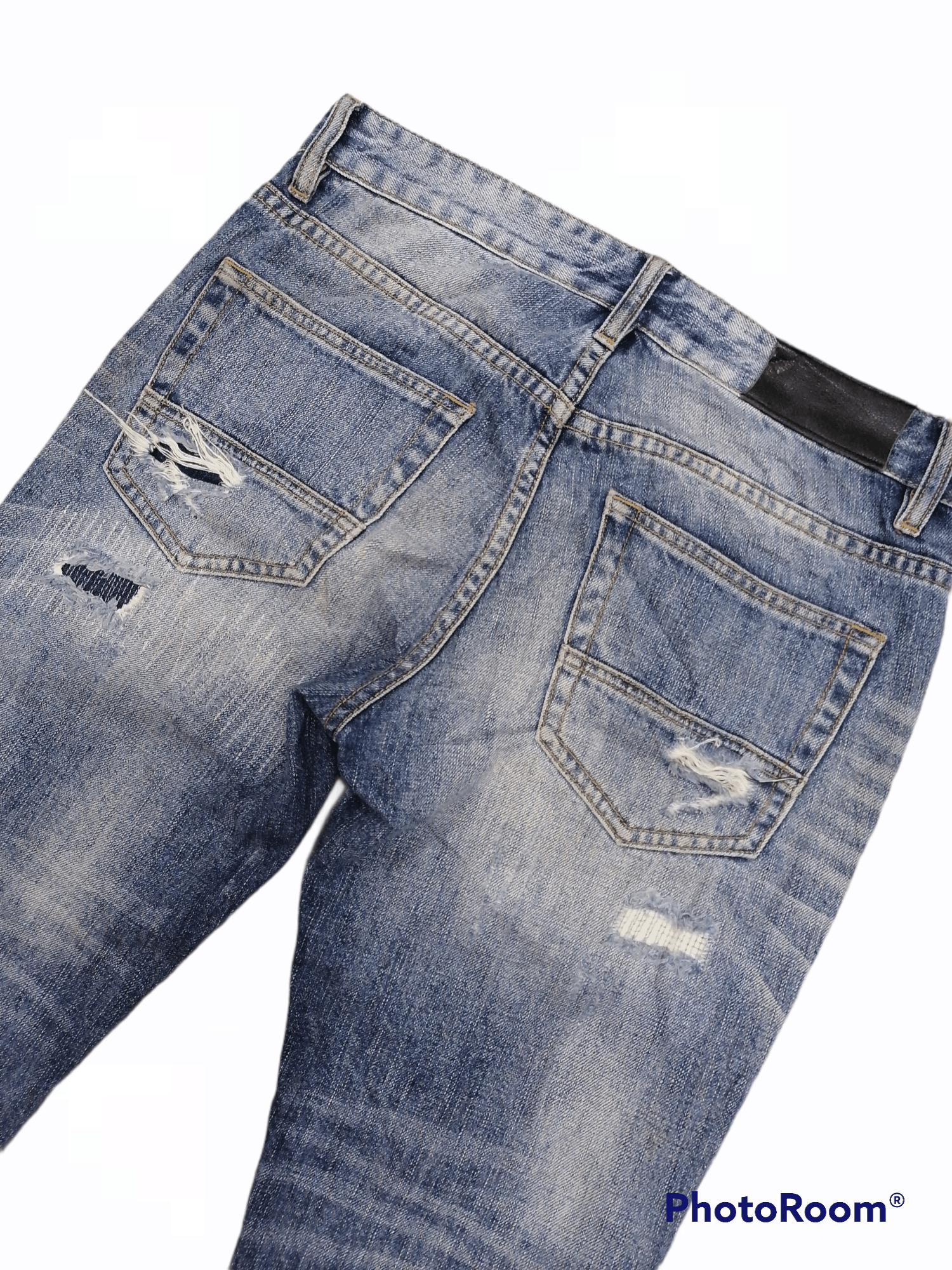 Japanese Brand Embellish Rip Boro Patchwork Distressed Denim Skinny Pants Size US 31 - 7 Thumbnail