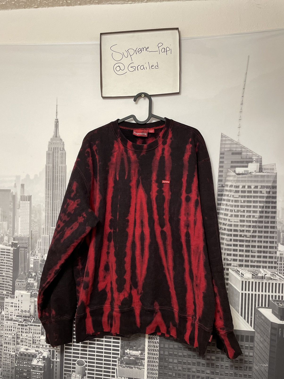 image of Supreme Small Box Crewneck Red Tie Dye Fw21 Size Medium, Men's