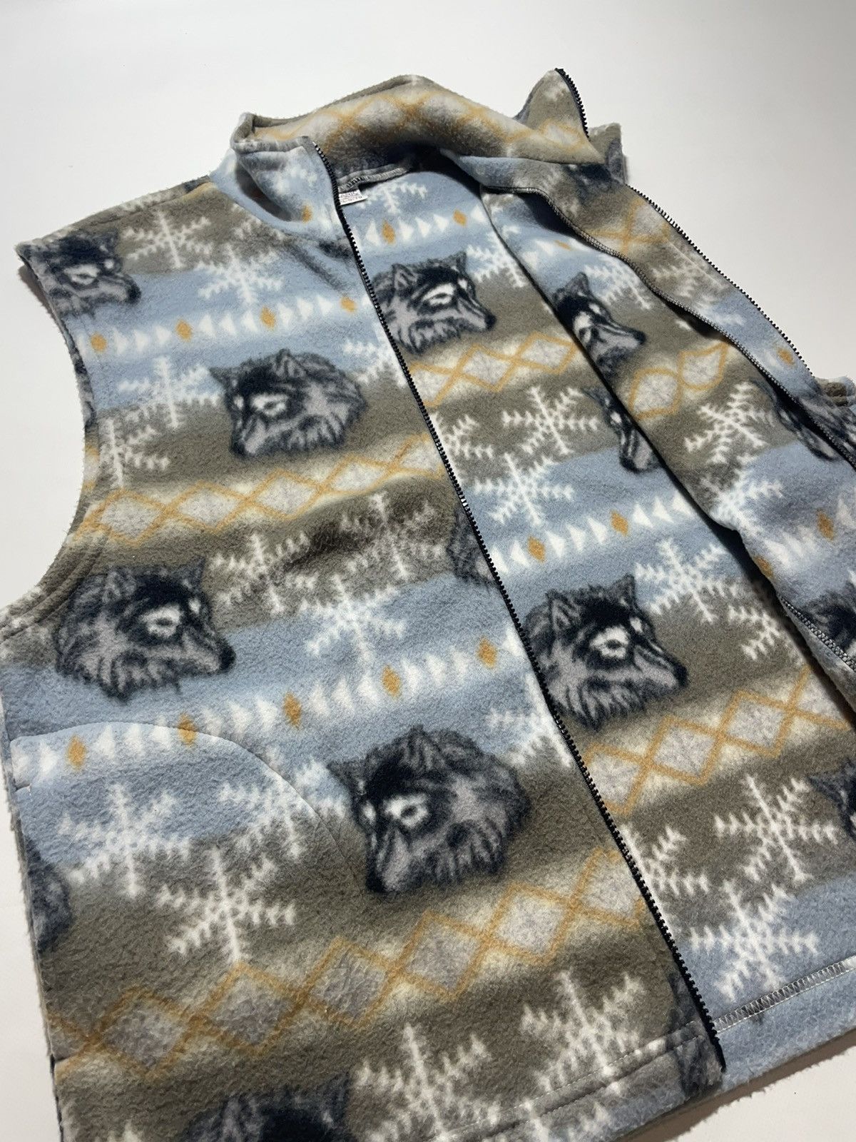 Vintage Vintage Printed Fleece Wolfs Vest Size US L / EU 52-54 / 3 - 6 Thumbnail