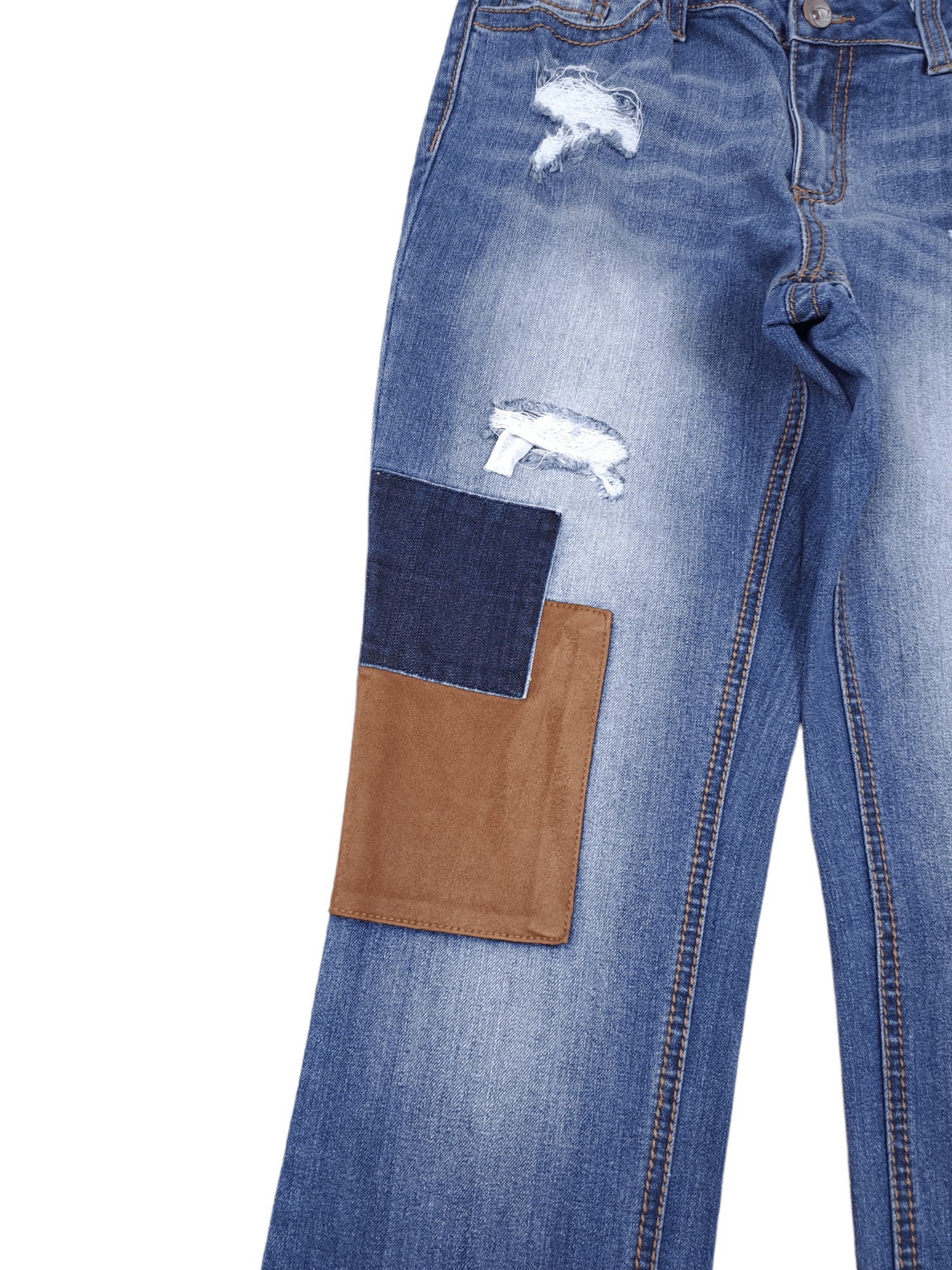 Vintage 🔥 Vintage Patchwork Custom Denim Slim Jeans Women Size 28" / US 6 / IT 42 - 2 Thumbnail