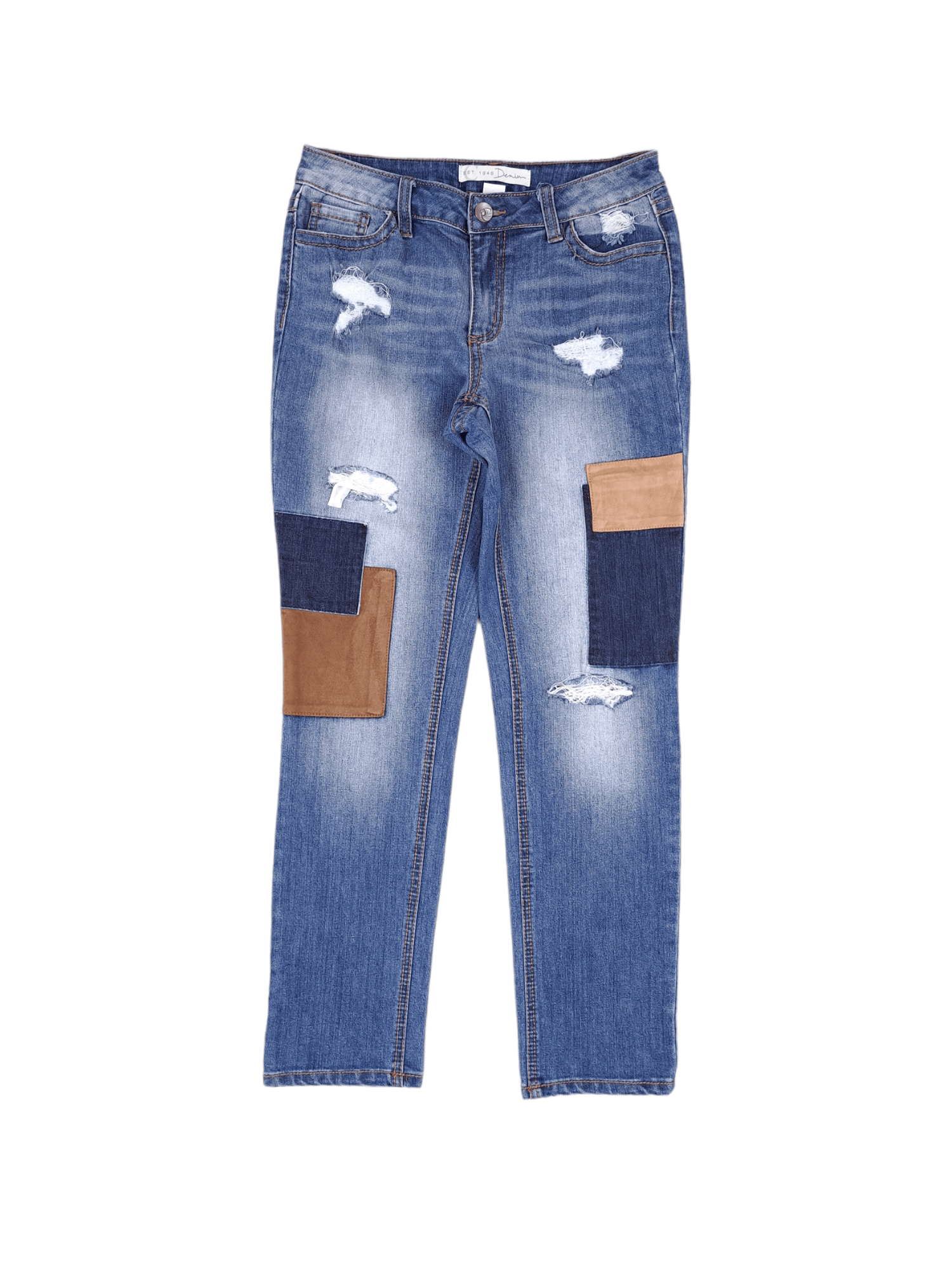 Vintage 🔥 Vintage Patchwork Custom Denim Slim Jeans Women Size 28" / US 6 / IT 42 - 1 Thumbnail