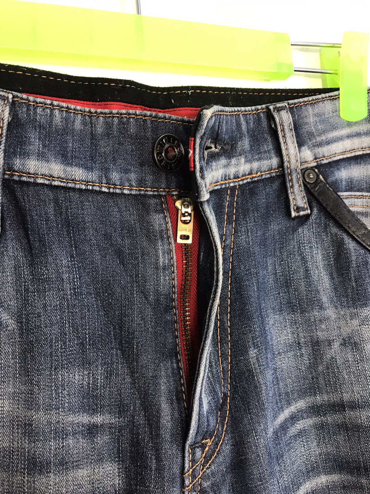 Edwin × Vintage Edwin Eagle Wild Fire Blue Straight Cut Distressed Denim Size US 34 / EU 50 - 5 Thumbnail