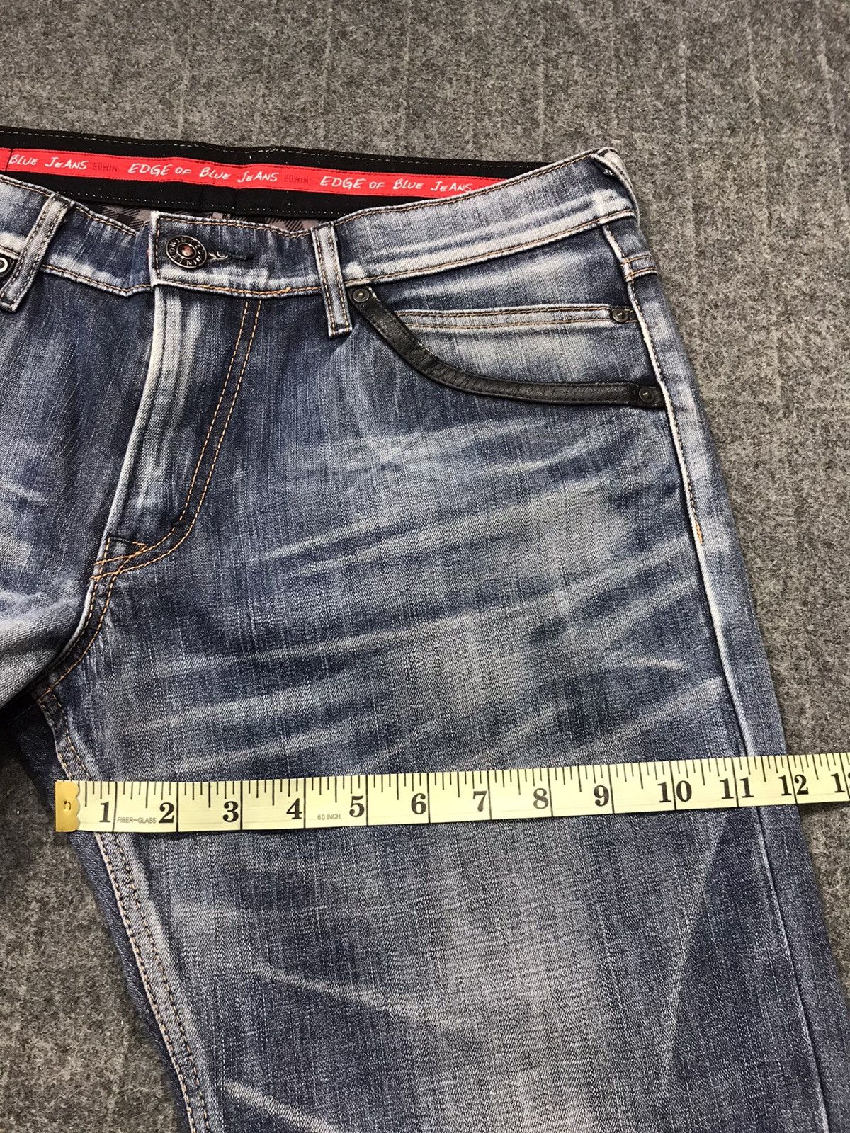 Edwin × Vintage Edwin Eagle Wild Fire Blue Straight Cut Distressed Denim Size US 34 / EU 50 - 14 Thumbnail