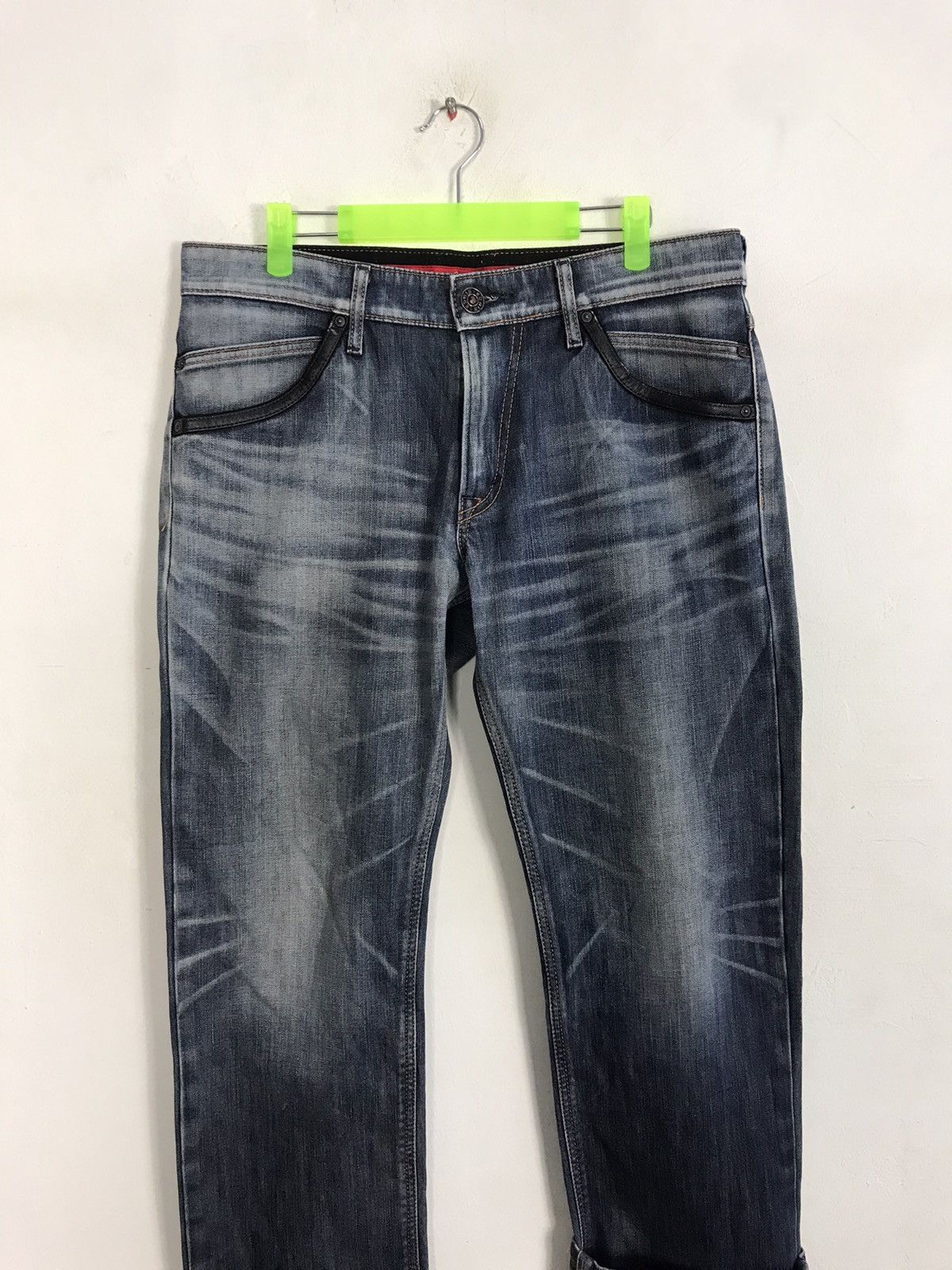 Edwin × Vintage Edwin Eagle Wild Fire Blue Straight Cut Distressed Denim Size US 34 / EU 50 - 3 Thumbnail