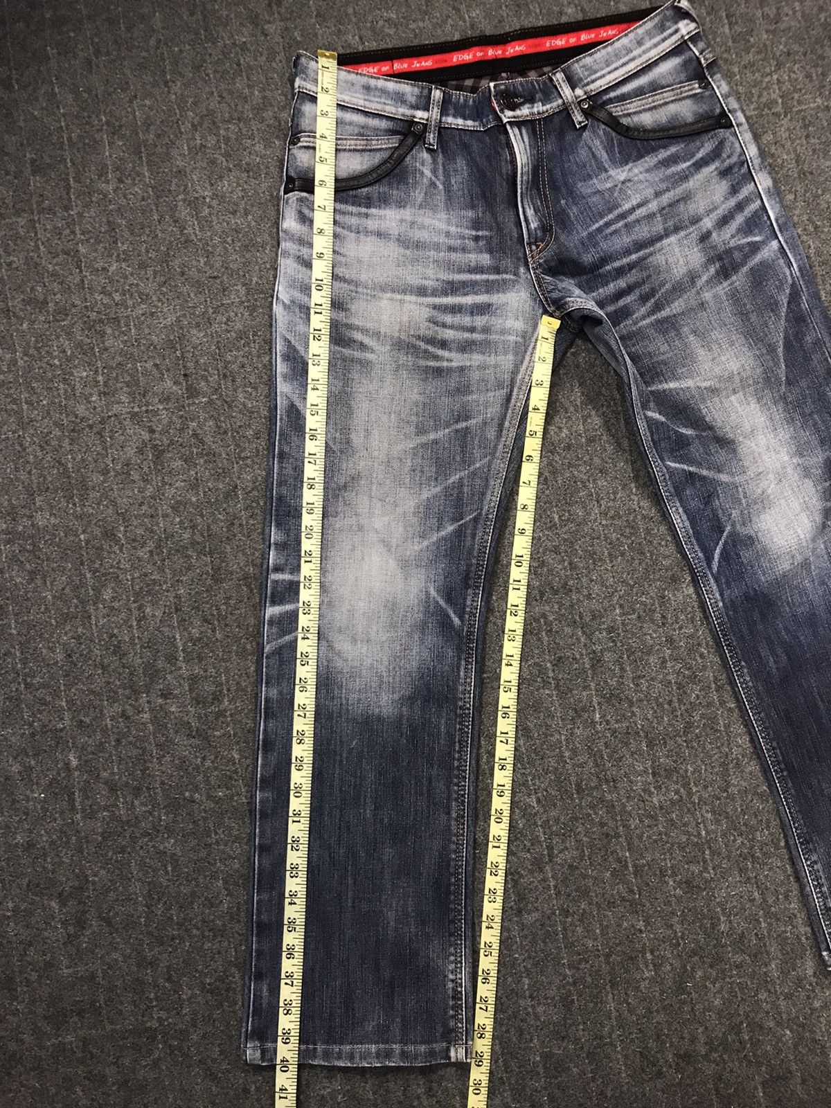 Edwin × Vintage Edwin Eagle Wild Fire Blue Straight Cut Distressed Denim Size US 34 / EU 50 - 13 Thumbnail