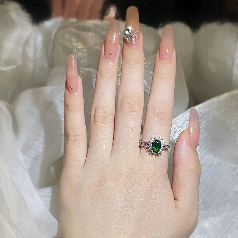 Japanese Brand × Jewelry × Vintage Exquisite Green Zircon Ring Size ONE SIZE - 3 Thumbnail